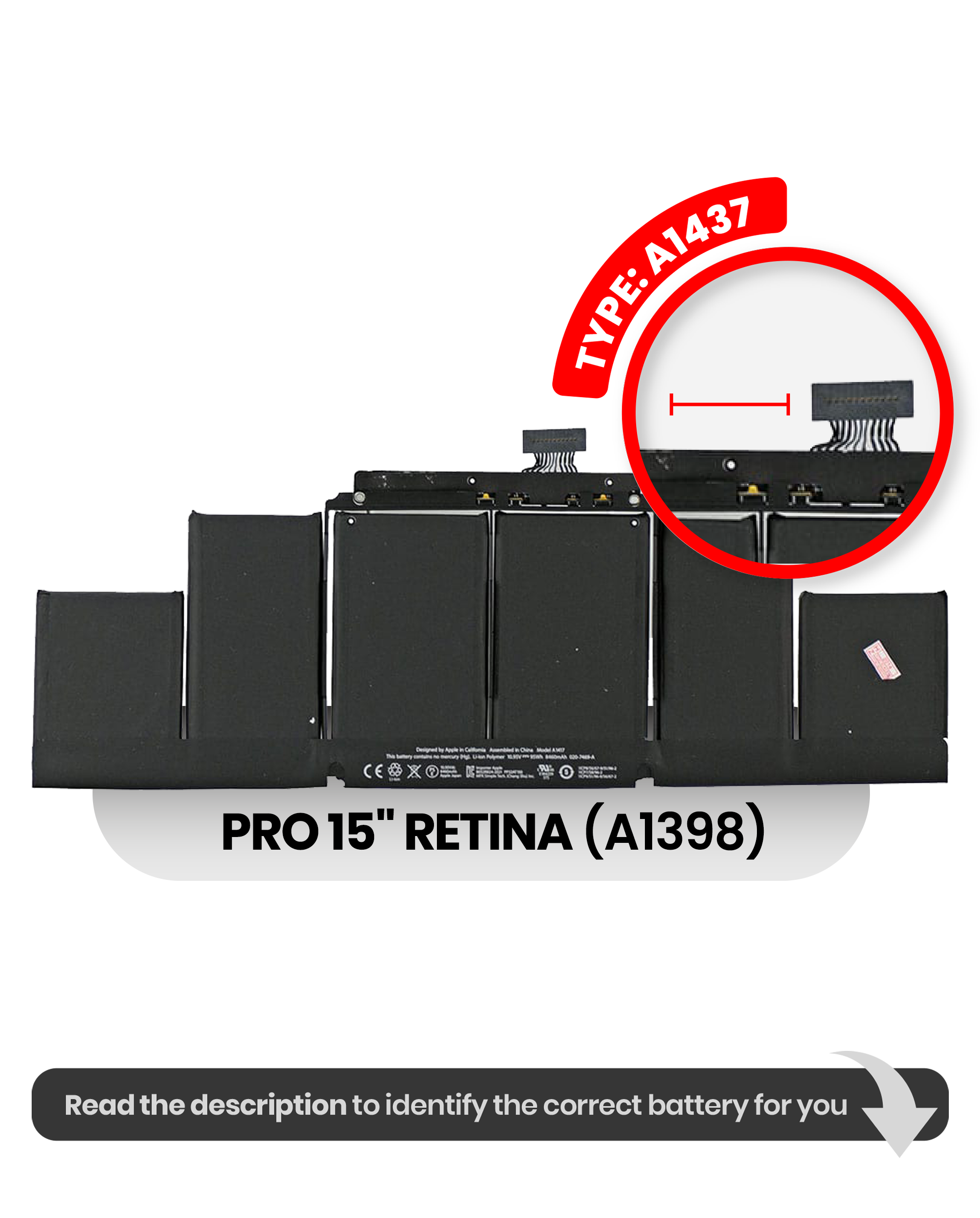 Battery (A1417) For MacBook Pro 15" A1398 (2012-2013)