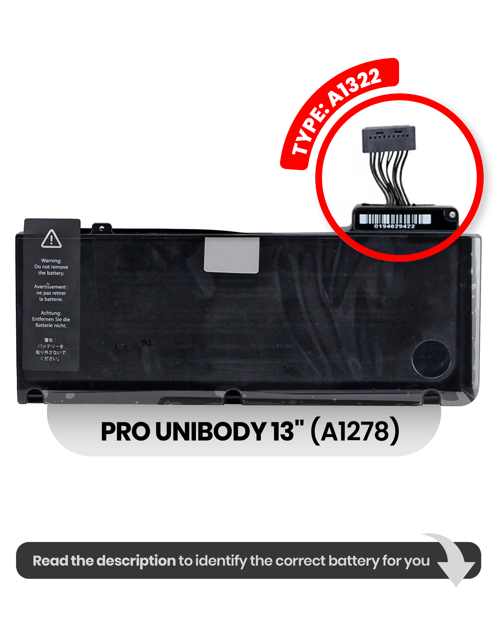 Battery (A1322) For MacBook Pro 13" A1278 (2009-2012)