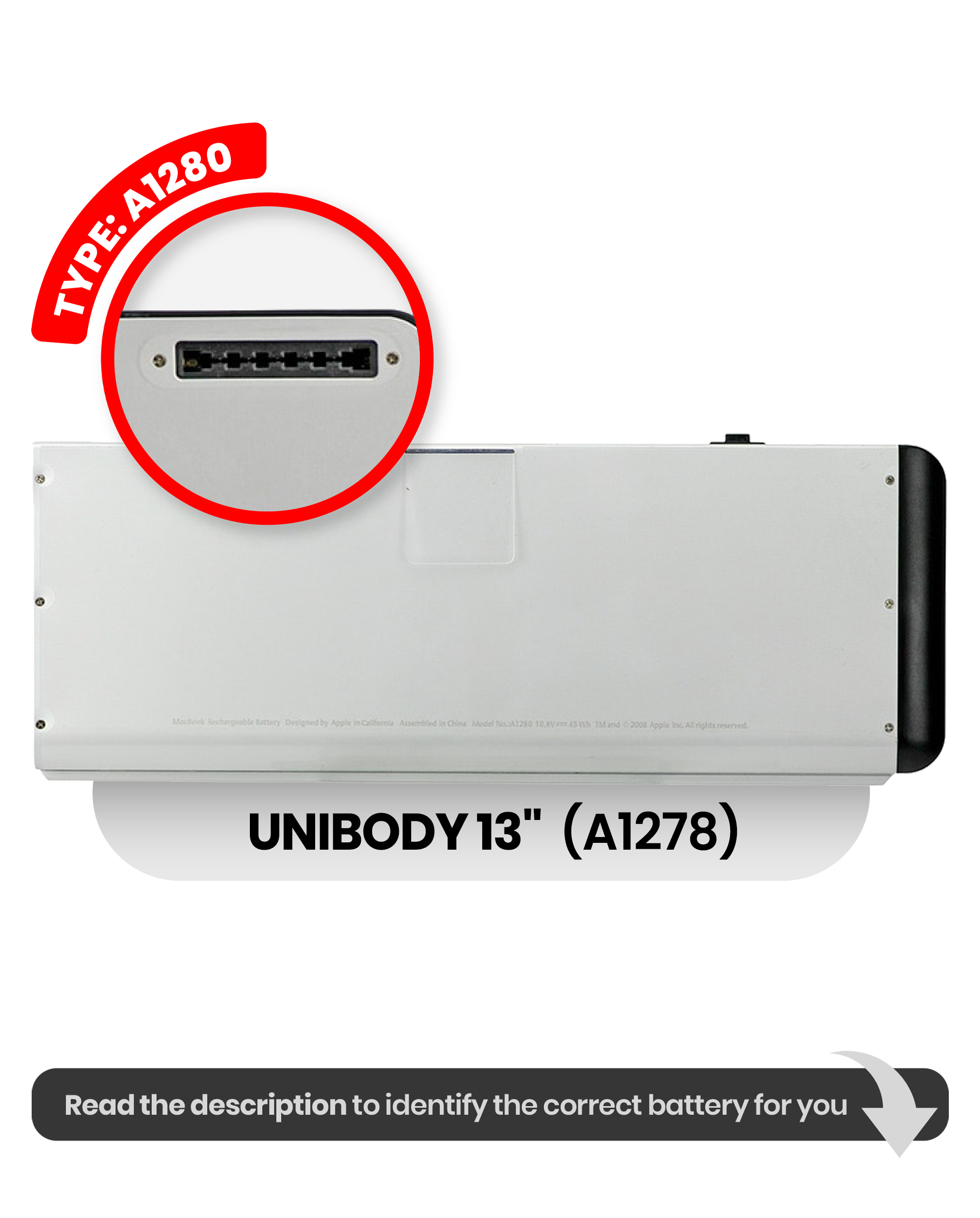 Battery (A1280) For MacBook  13" A1278 (2008)