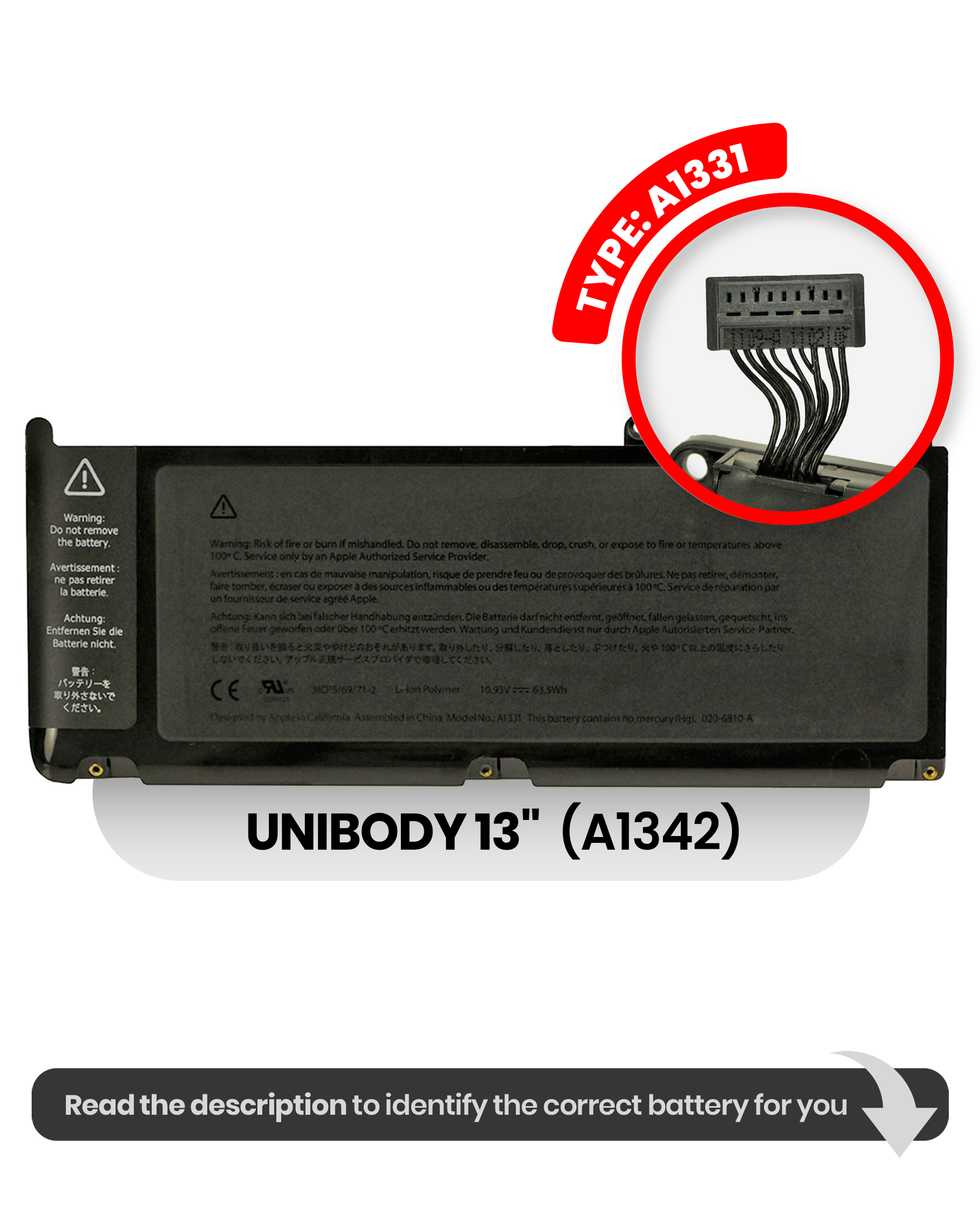 Battery (A1331) For MacBook 13" A1342 (2009-2010)