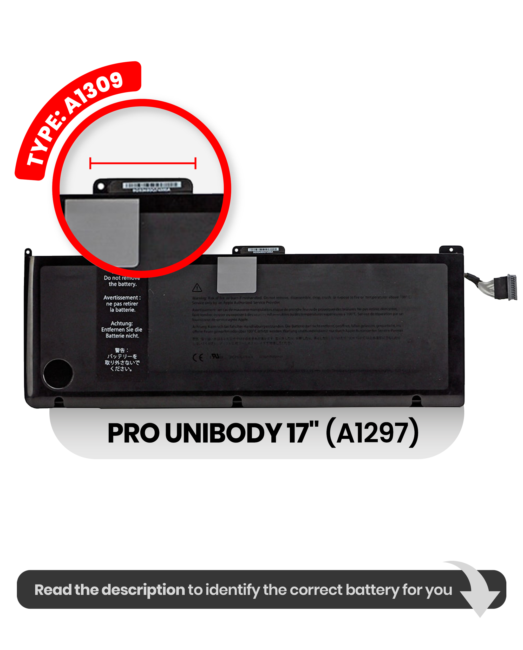 Battery (A1309) For MacBook Pro 17" A1297 (2009 - 2010)