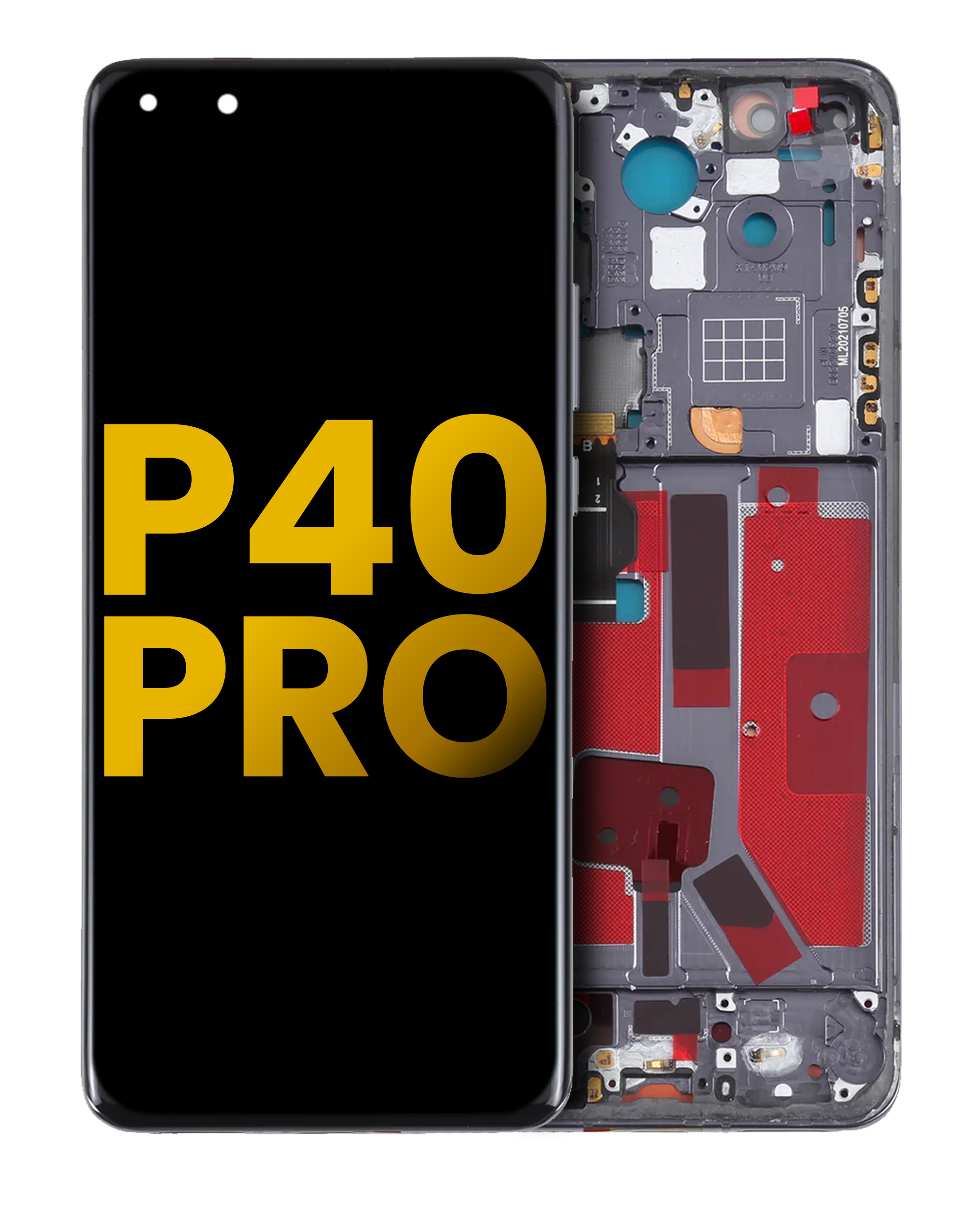 OLED Assembly With Frame For Huawei P40 Pro (Refurbished) (Black)