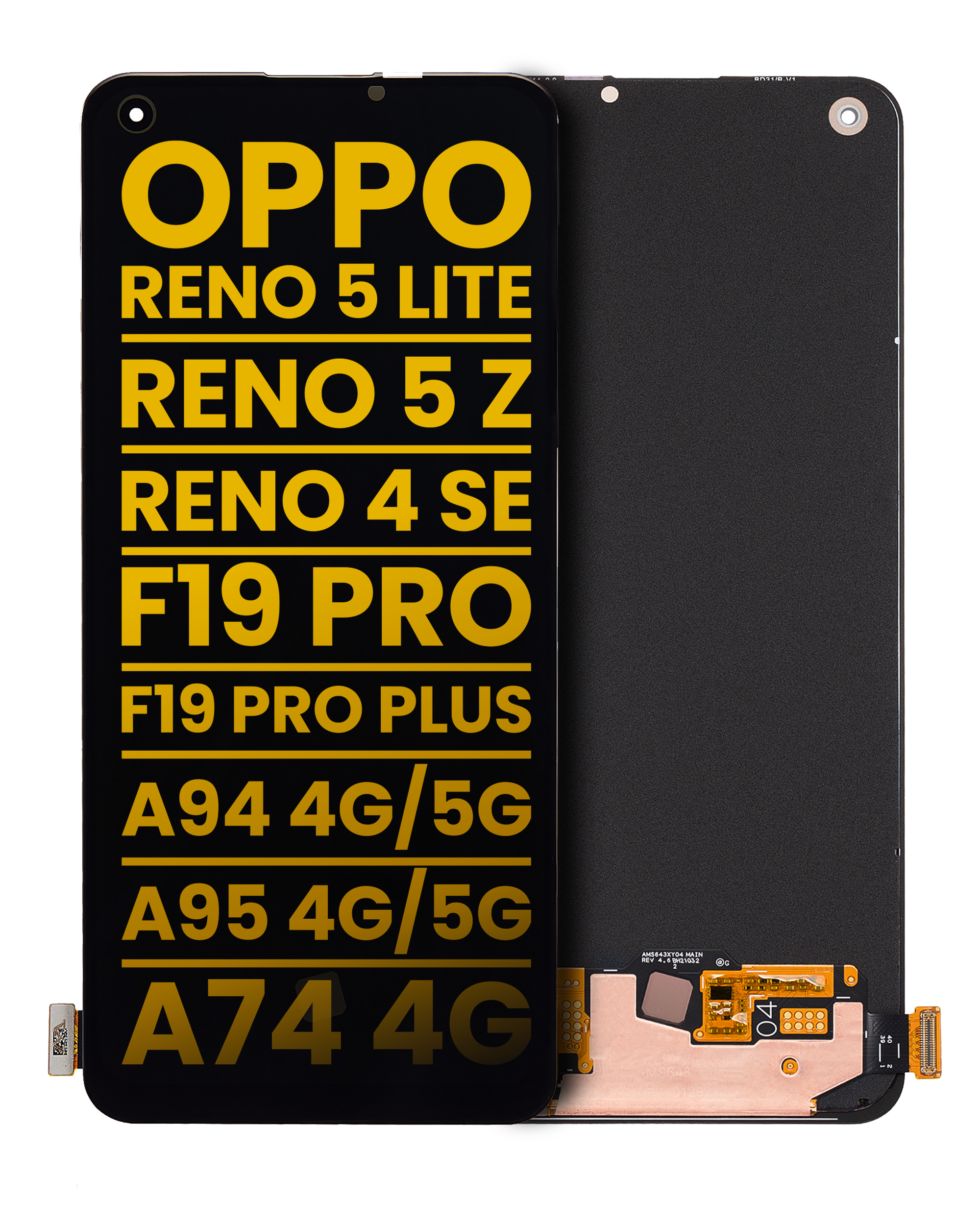 OLED Assembly Without Frame For OPPO Reno 4 SE / Reno 5 Lite / Reno 5F / Reno 5 Z / Reno 6 Lite  / F19 Pro / A74 4G /  A94 5G / A95 4G / A95 5G / Realme V15 5G (Refurbished) (All Colors) (04 Version)