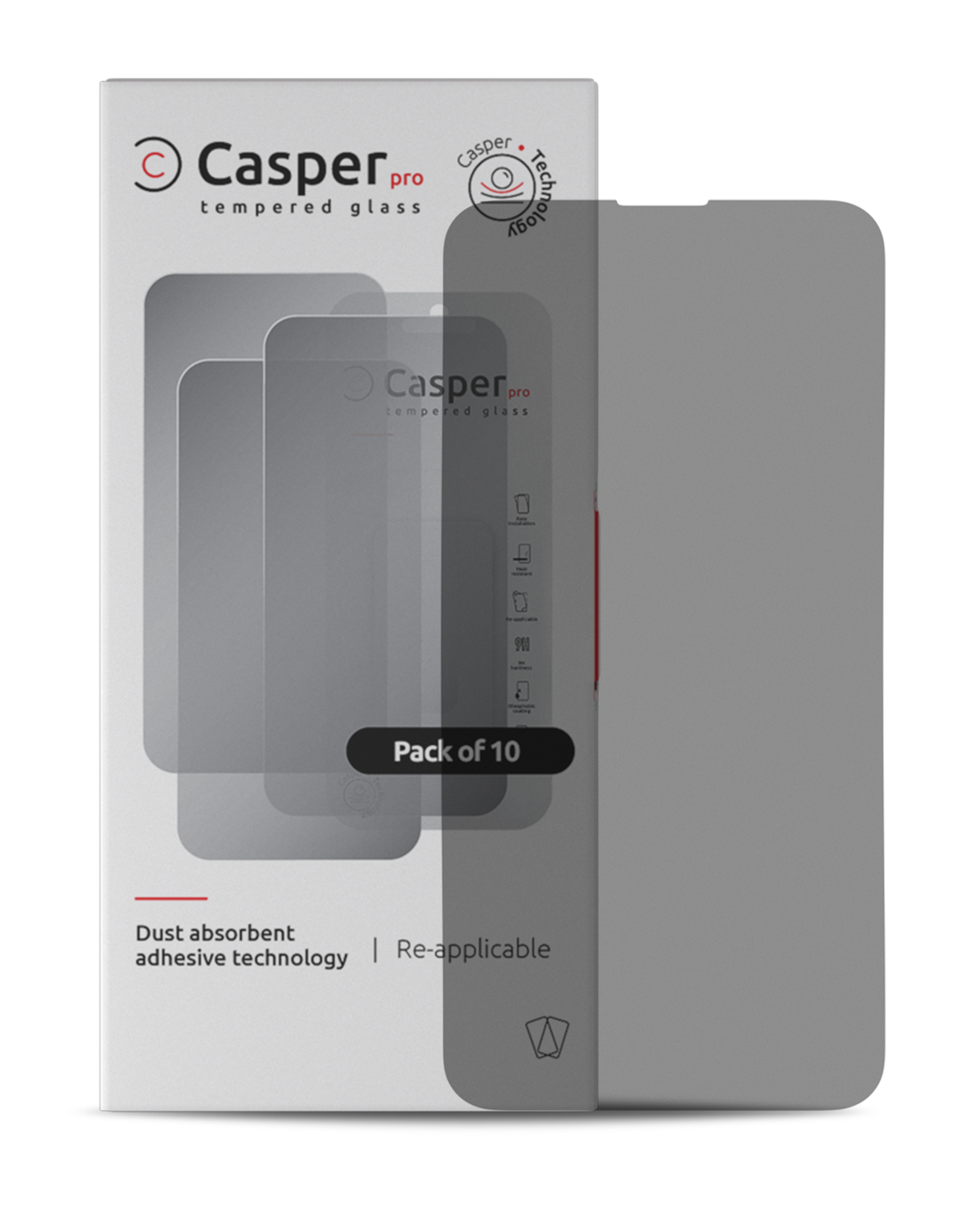 Casper Pro Tempered Glass For iPhone 15 / 16 (10 Pack) (Privacy)