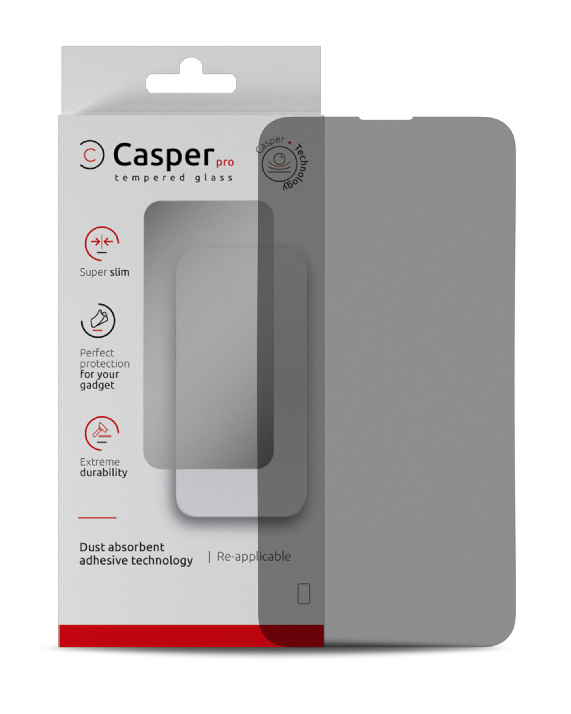 Casper Pro Tempered Glass For iPhone 15 Plus / 16 Plus (Retail Pack) (Privacy)
