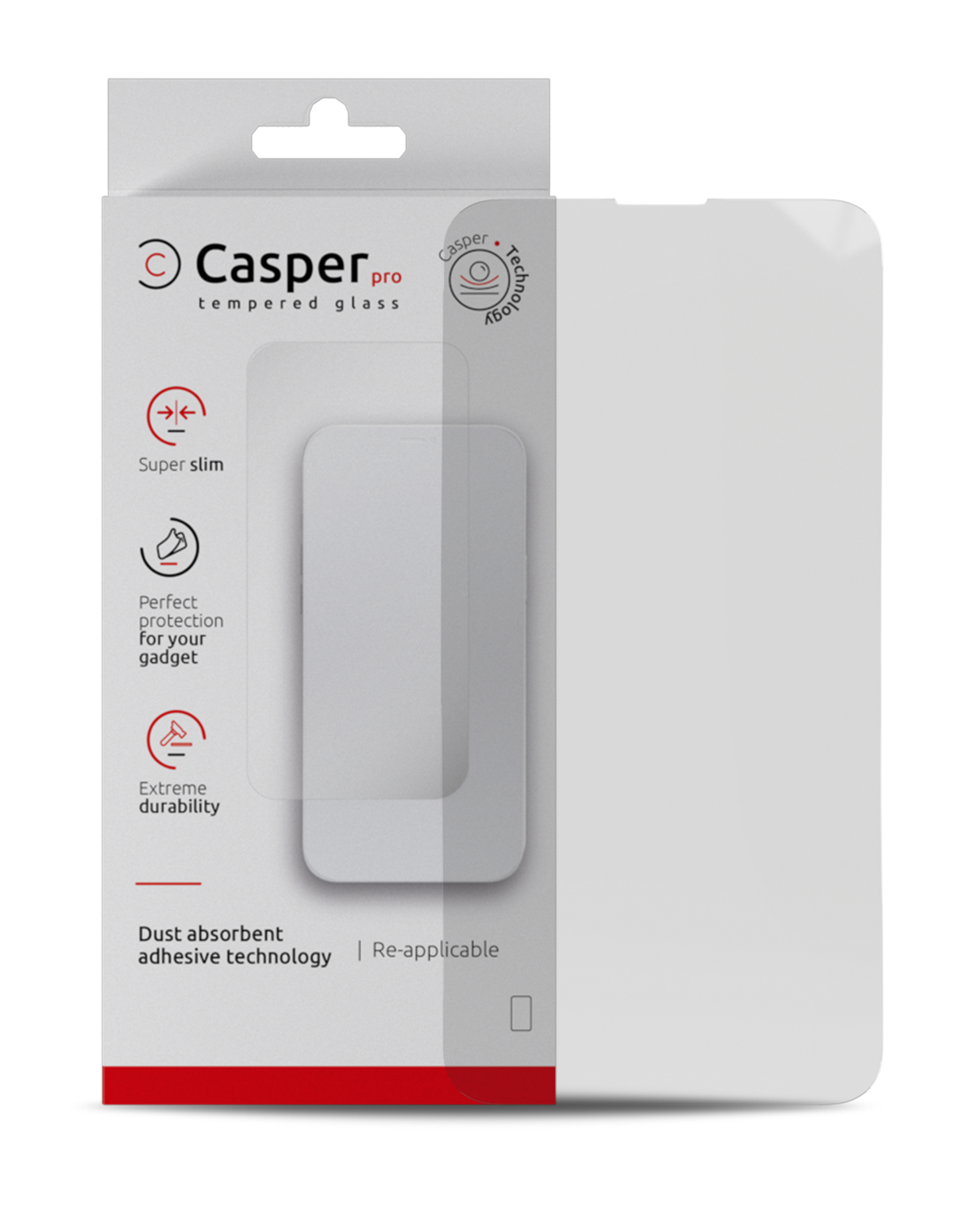 Casper Pro Tempered Glass For iPhone 15 Plus / 16 Plus (Retail Pack) (Clear)