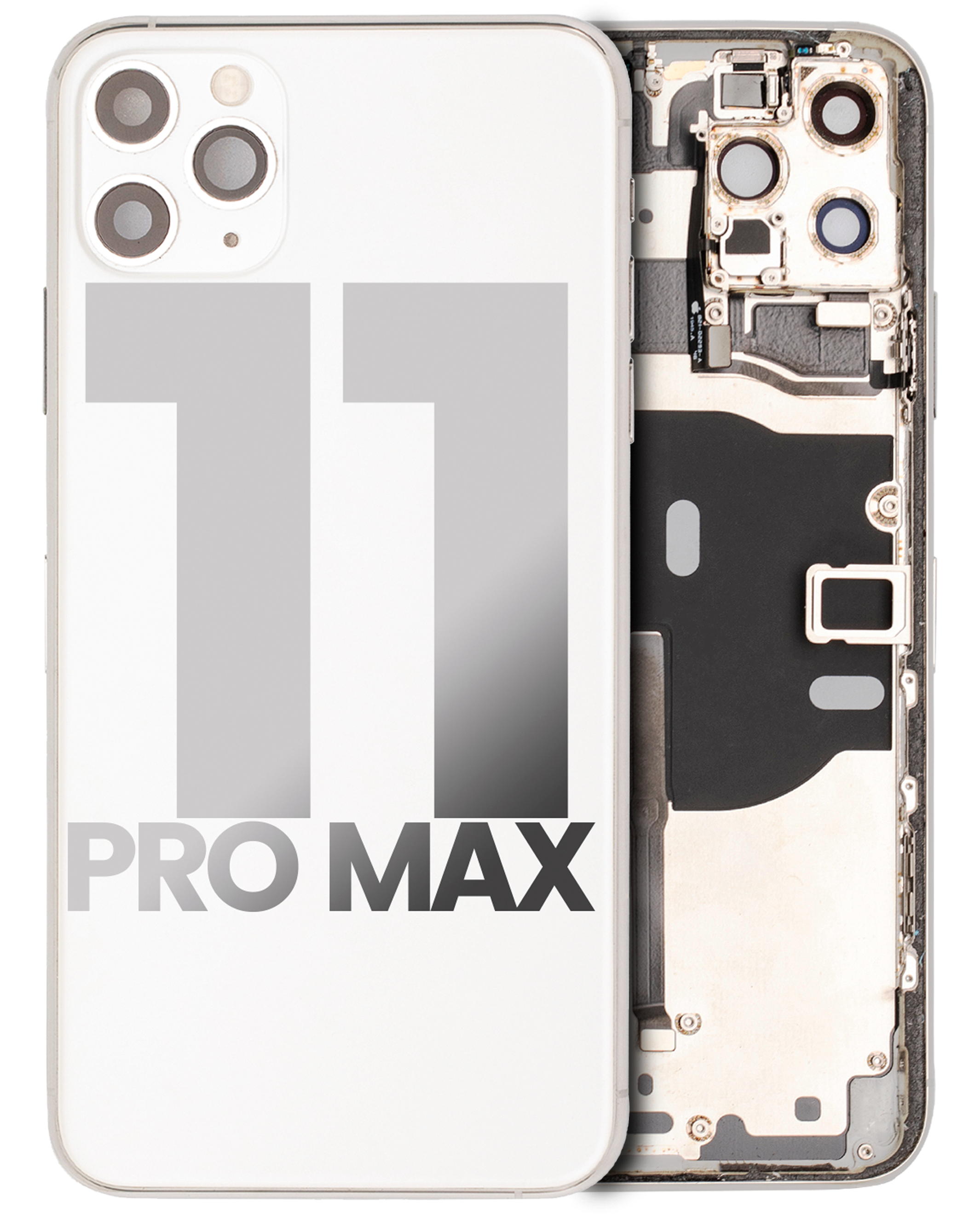 Back Housing W/ Small Components Pre-Installed For iPhone 11 Pro Max (Used OEM Pull: Grade A) (Silver)