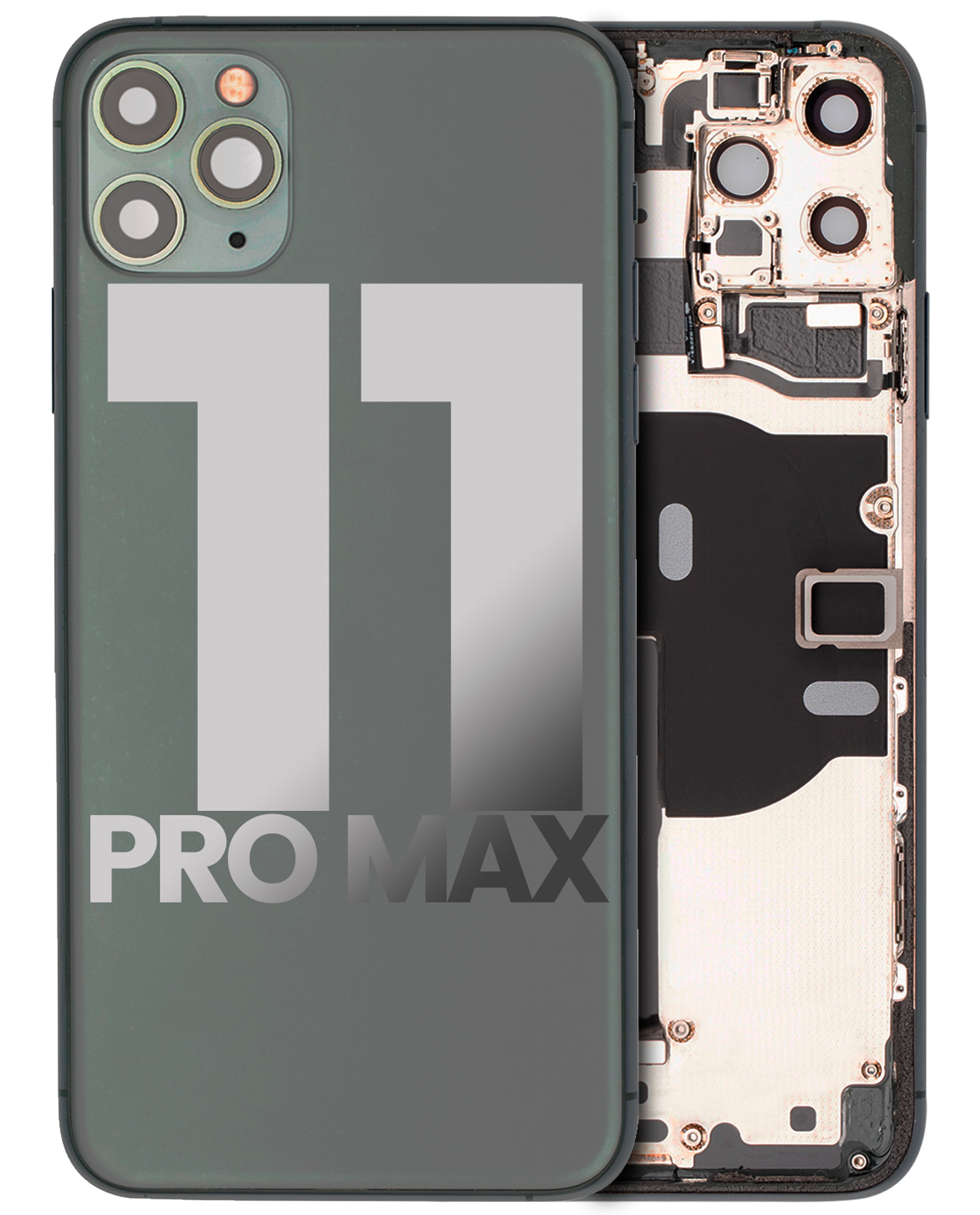 Back Housing W/ Small Components Pre-Installed For iPhone 11 Pro Max (Used OEM Pull: Grade A) (Midnight Green)