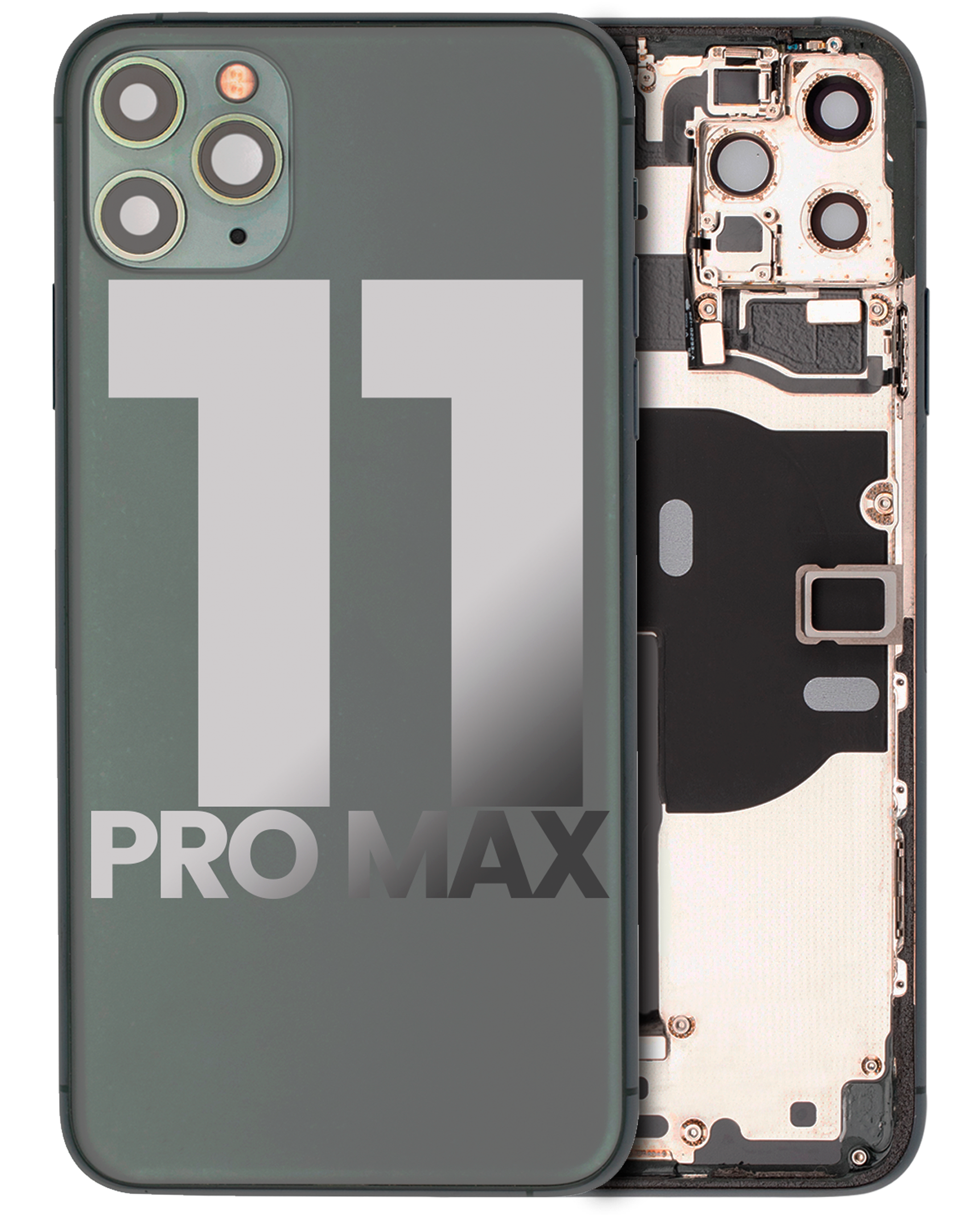 Back Housing W/ Small Components Pre-Installed For iPhone 11 Pro Max (Used OEM Pull: Grade C) (Midnight Green)
