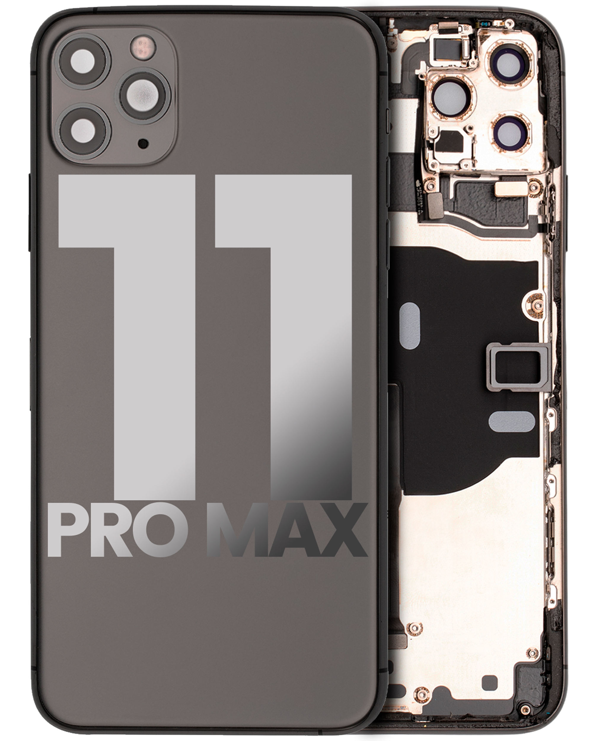 Back Housing W/ Small Components Pre-Installed For iPhone 11 Pro Max (Used OEM Pull: Grade C) (Space Gray)