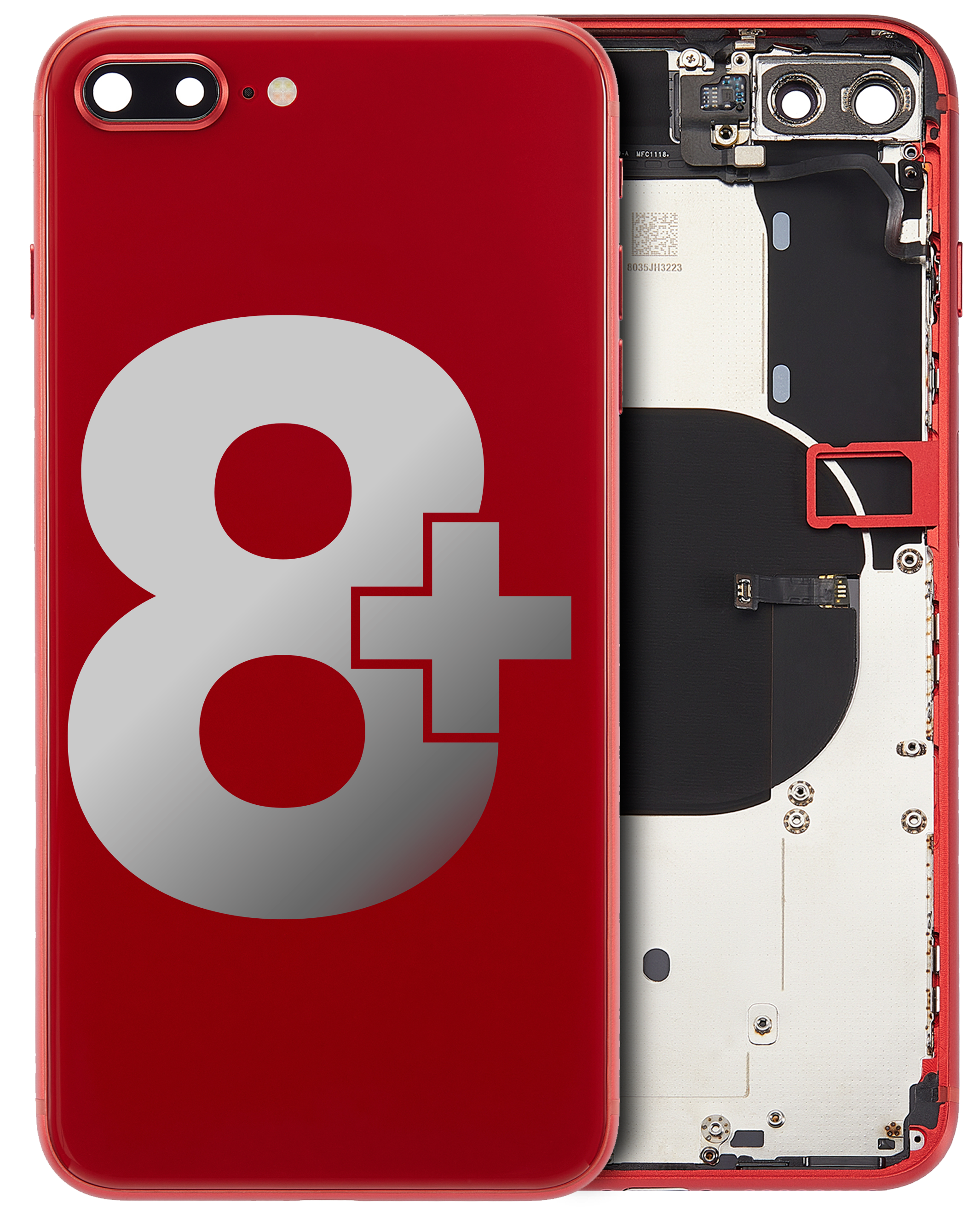 Back Housing W/ Small Components Pre-Installed For iPhone 8 Plus (Used OEM Pull: Grade A) (Red)