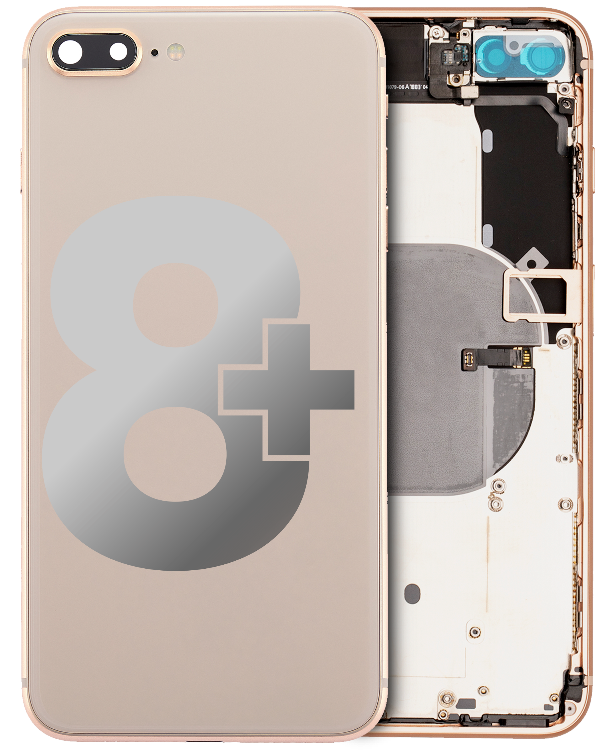 Back Housing W/ Small Components Pre-Installed For iPhone 8 Plus (Used OEM Pull: Grade C) (Gold)