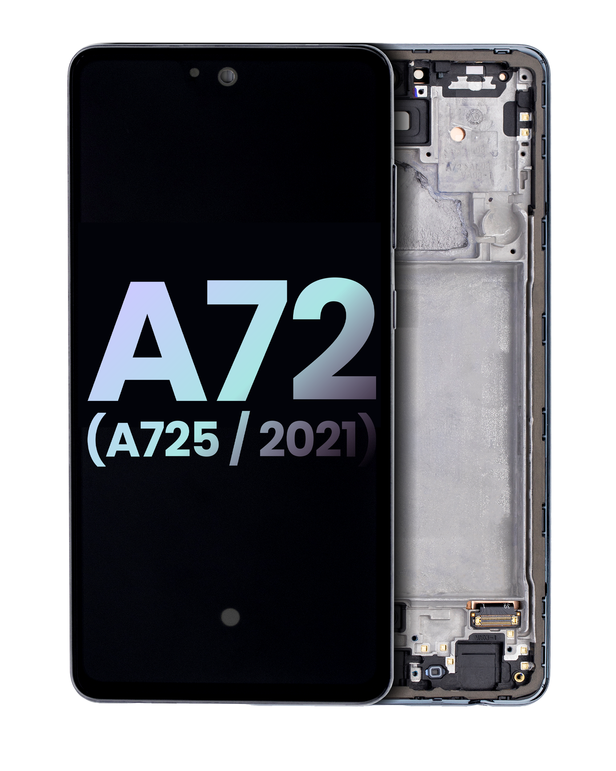 OLED Assembly With Frame For Samsung A72 (A725 / 2021) (Service Pack) (Awesome Black)