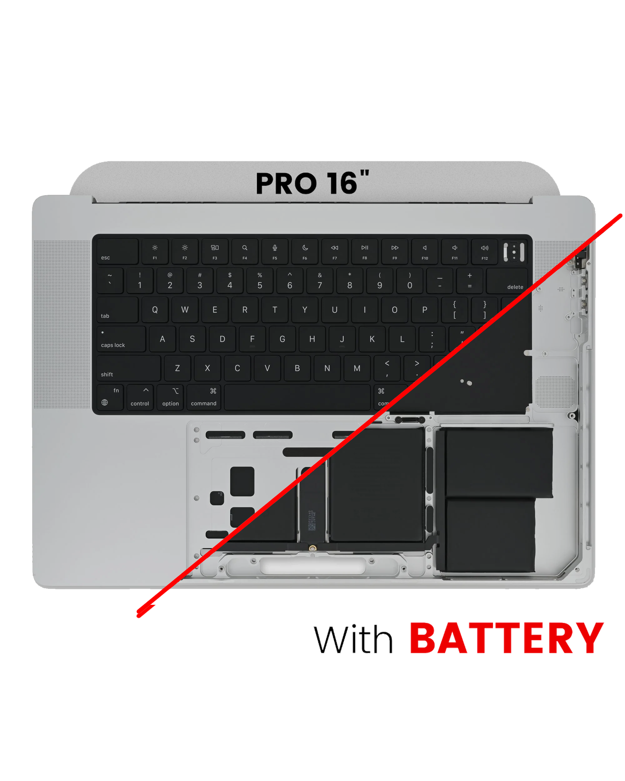 Top Case With Battery and Keyboard For MacBook Pro 16" A2485 (2021) / MacBook Pro 16" A2780 (2023) (Used OEM Pull: Grade A) (US Keyboard) (Space Gray)