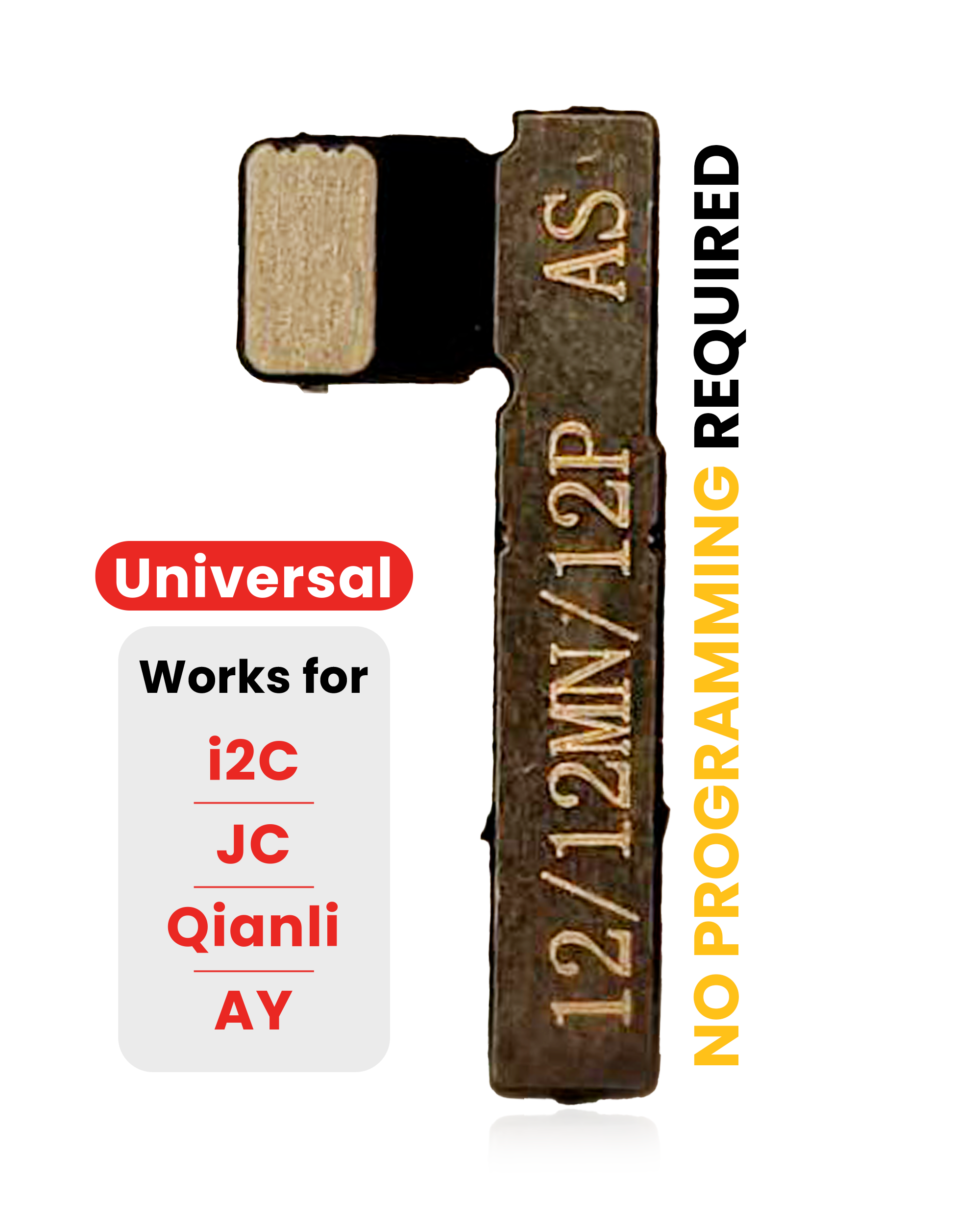 Pre-Programmed Universal Battery Tag-On Flex (Soldering Not Required) For iPhone 12  / 12 Mini / 12 Pro (AmpSentrix) (With I2C, JCID, Qianli)