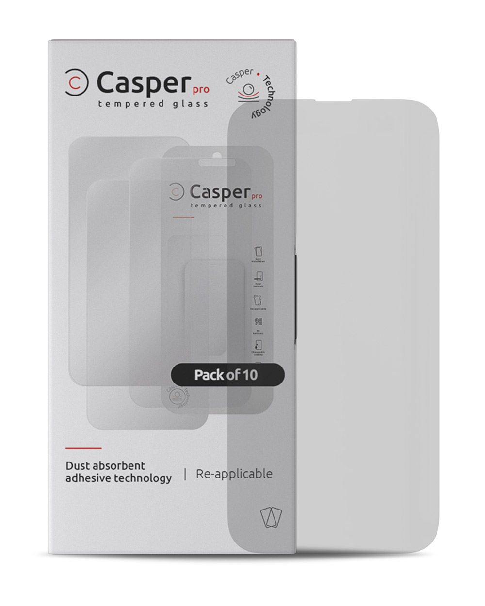 Casper Pro Tempered Glass For iPhone 15 Pro (10 Pack) (Matte)