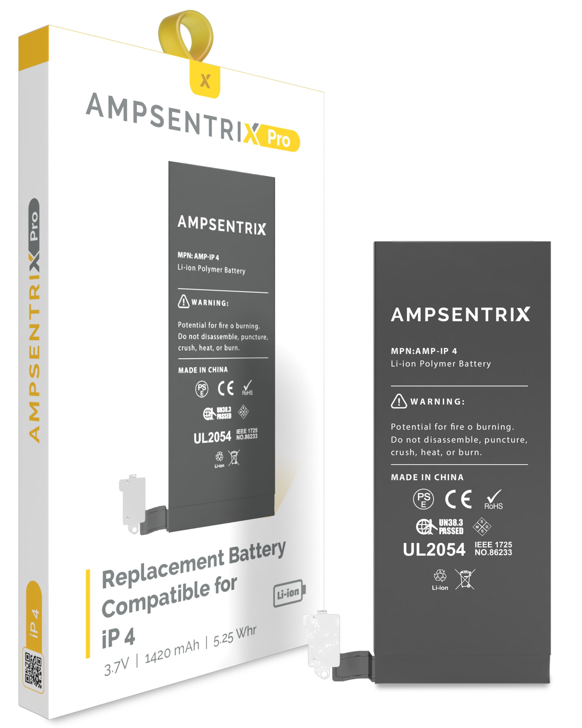 Replacement Battery For iPhone 4 (AmpSentrix Pro)