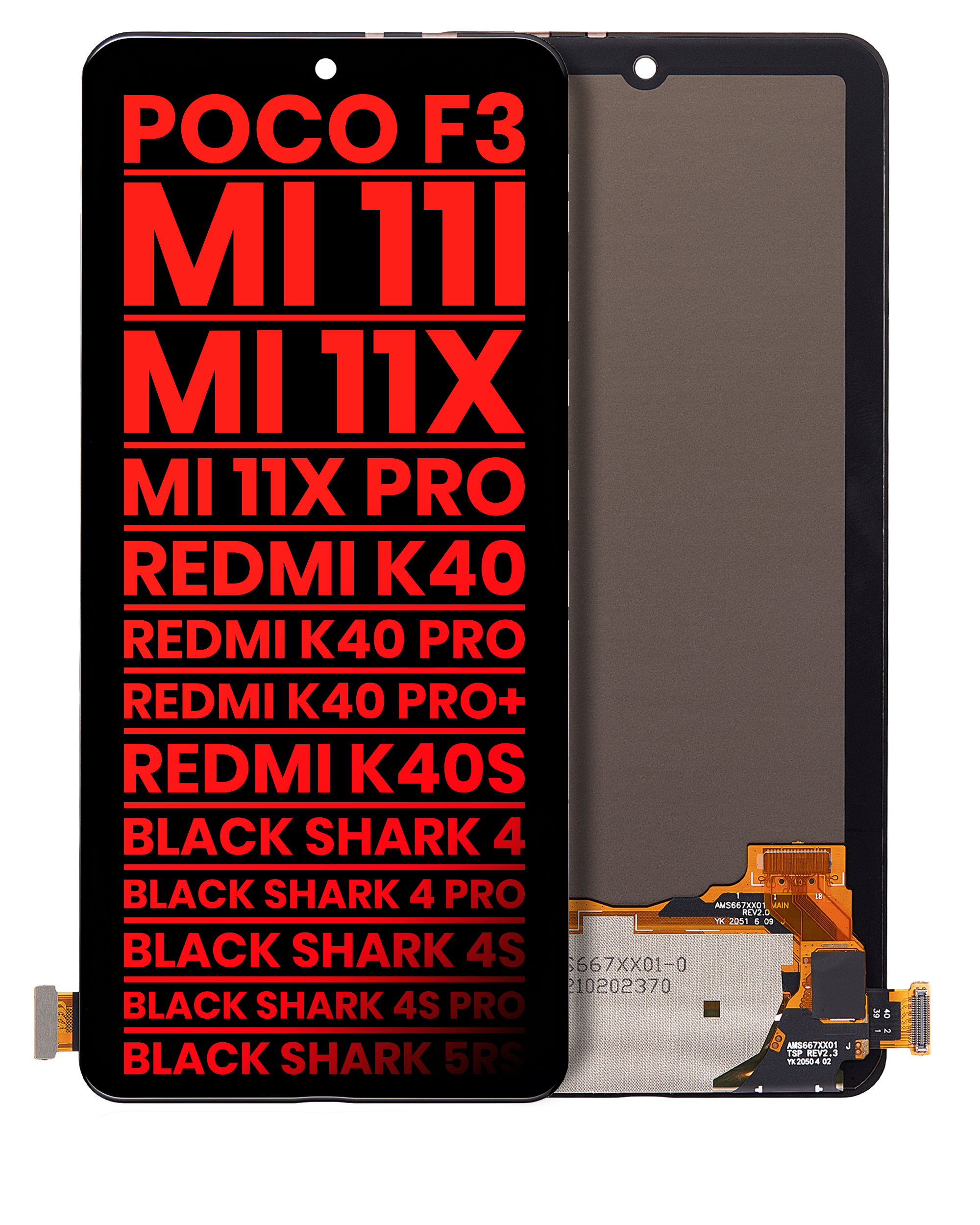 OLED Assembly Without Frame For Xiaomi Poco F3 / Poco F4 / MI 11i / MI 11X / MI 11X Pro / Redmi K40 / K40 Pro / K40 Pro+ / K40S / Shark 4 /4 Pro /4S /4S Pro /5RS (Aftermarket Plus) (All Colors)