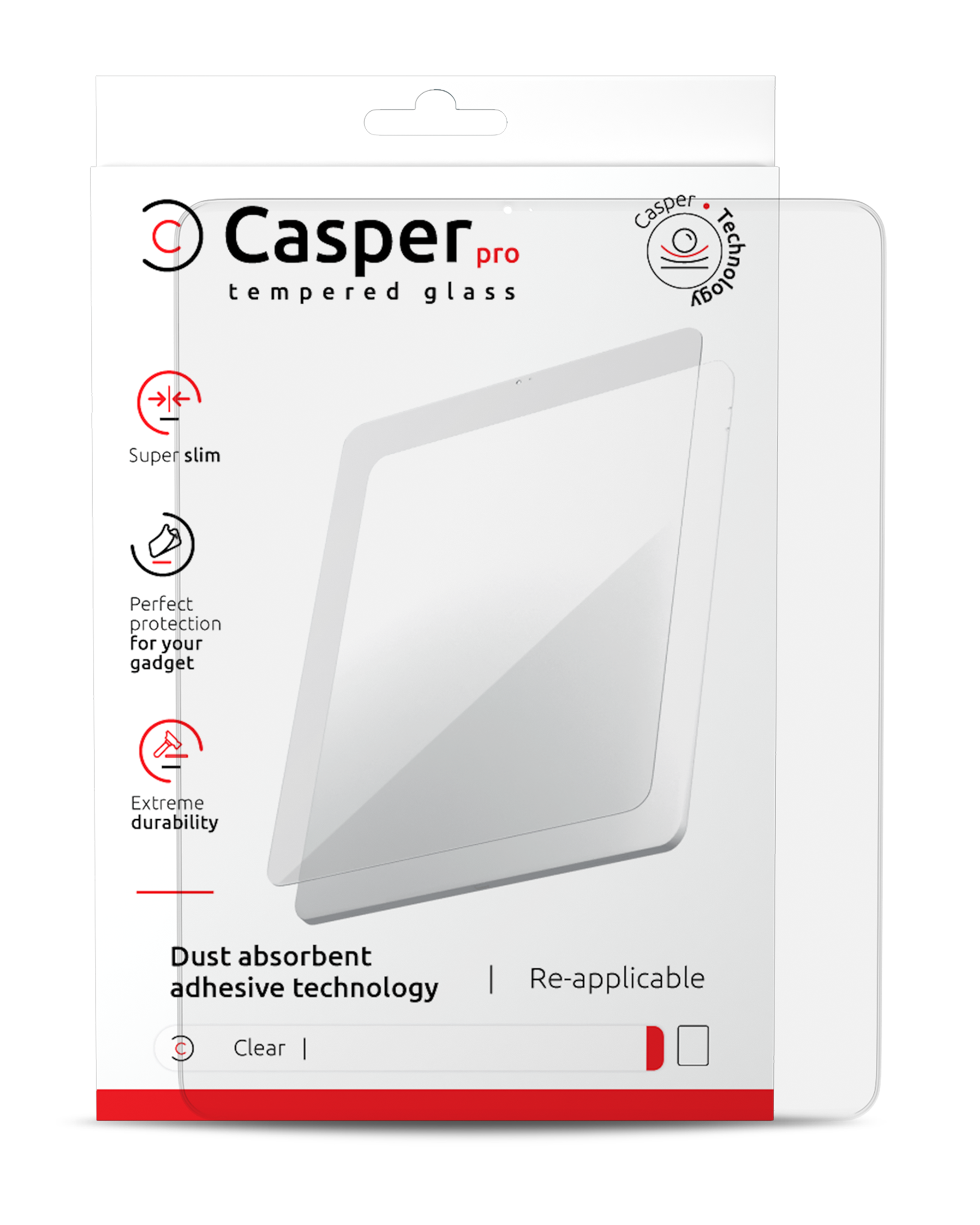 Casper Pro Tempered Glass For iPad 7 (2019) / iPad 8 (2020) / iPad 9 (2021) (Retail Pack) (Clear)