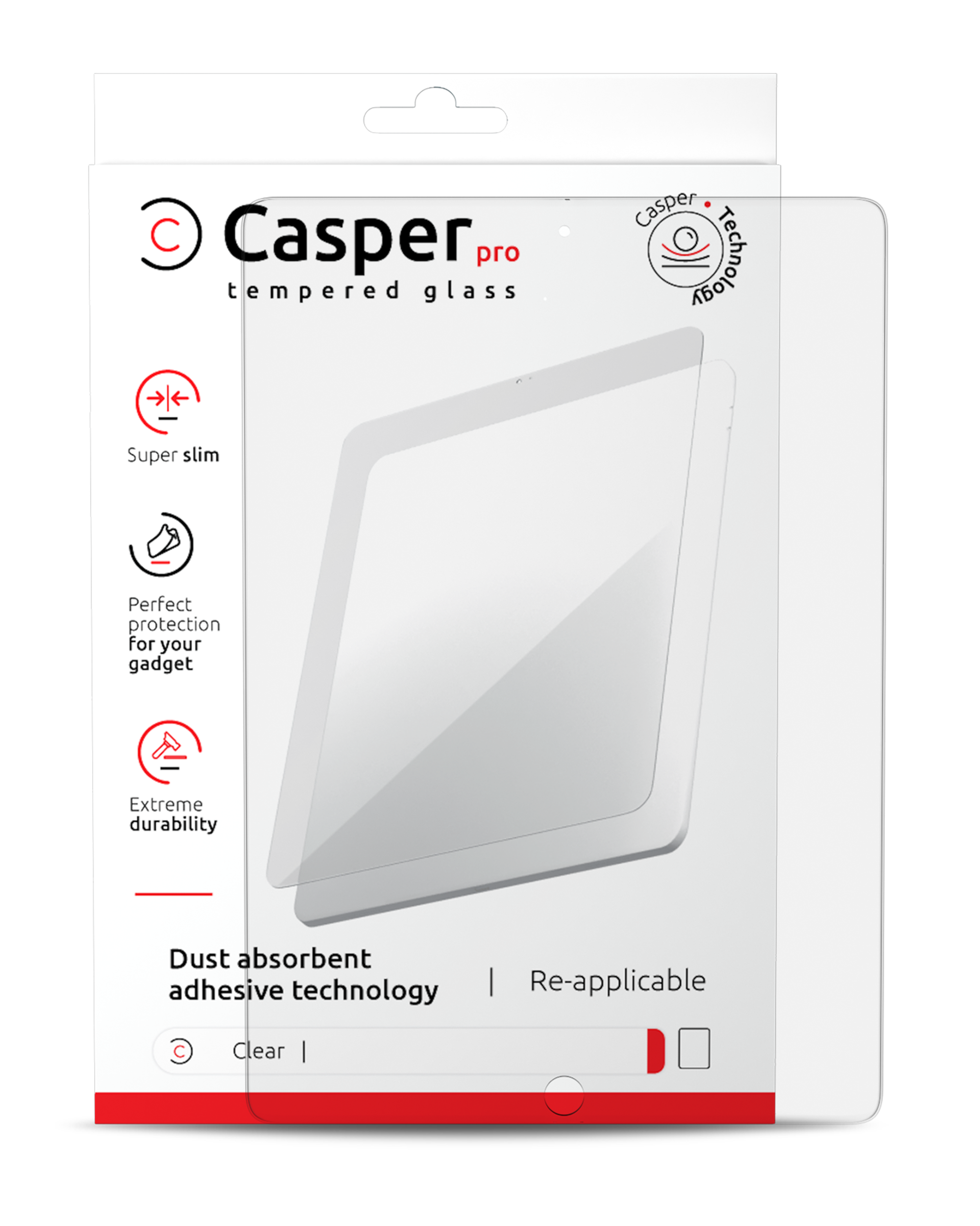Casper Pro Tempered Glass For iPad Pro 10.5 / Air 3  (Retail Pack) (Clear)