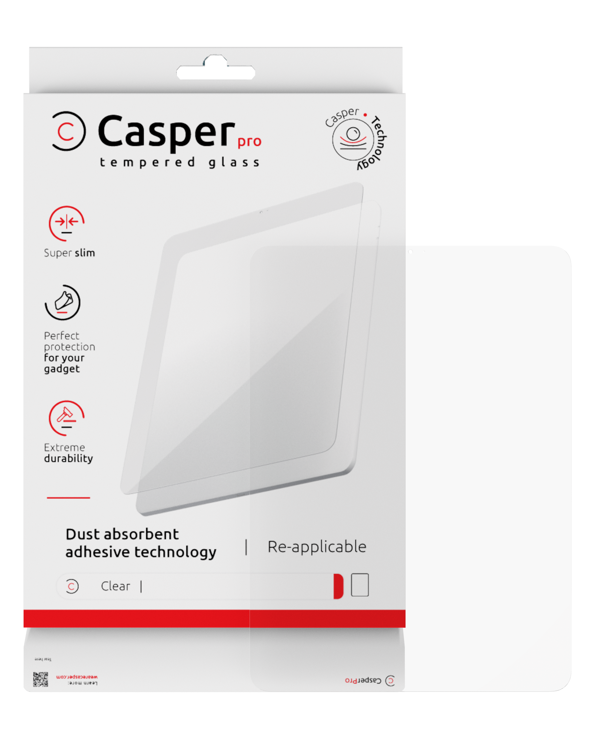 Casper Pro Tempered Glass For iPad Air 13" (2024) / Air 13" (2025)/ Air 13"M4 (2026) (Retail Pack) (Clear)