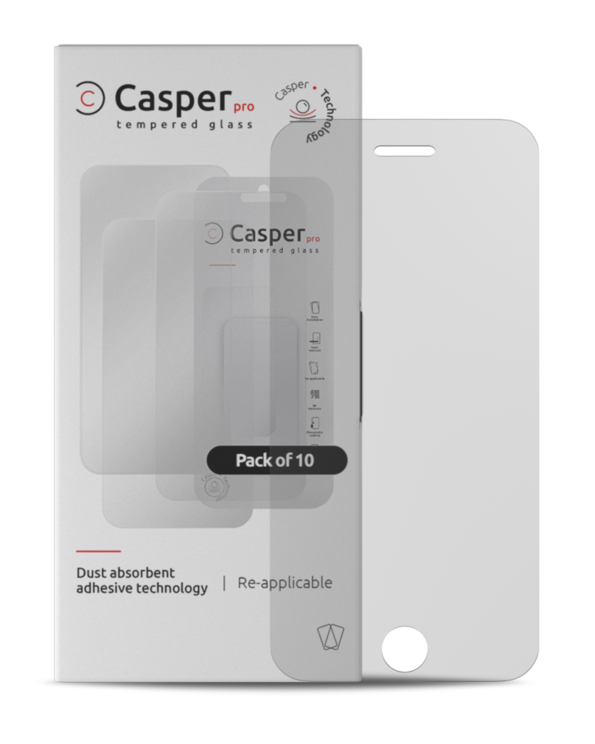 Casper Pro Tempered Glass For iPhone 6 / 6S / 7 / 8 / SE (2020) / SE (2022) (10 Pack) (Matte)