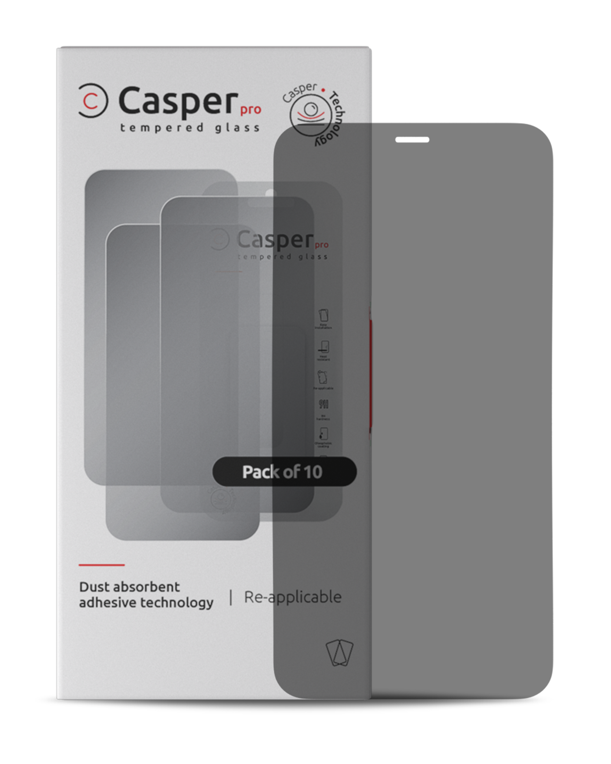 Casper Pro Tempered Glass For iPhone X / XS / 11 Pro (10 Pack) (Privacy)