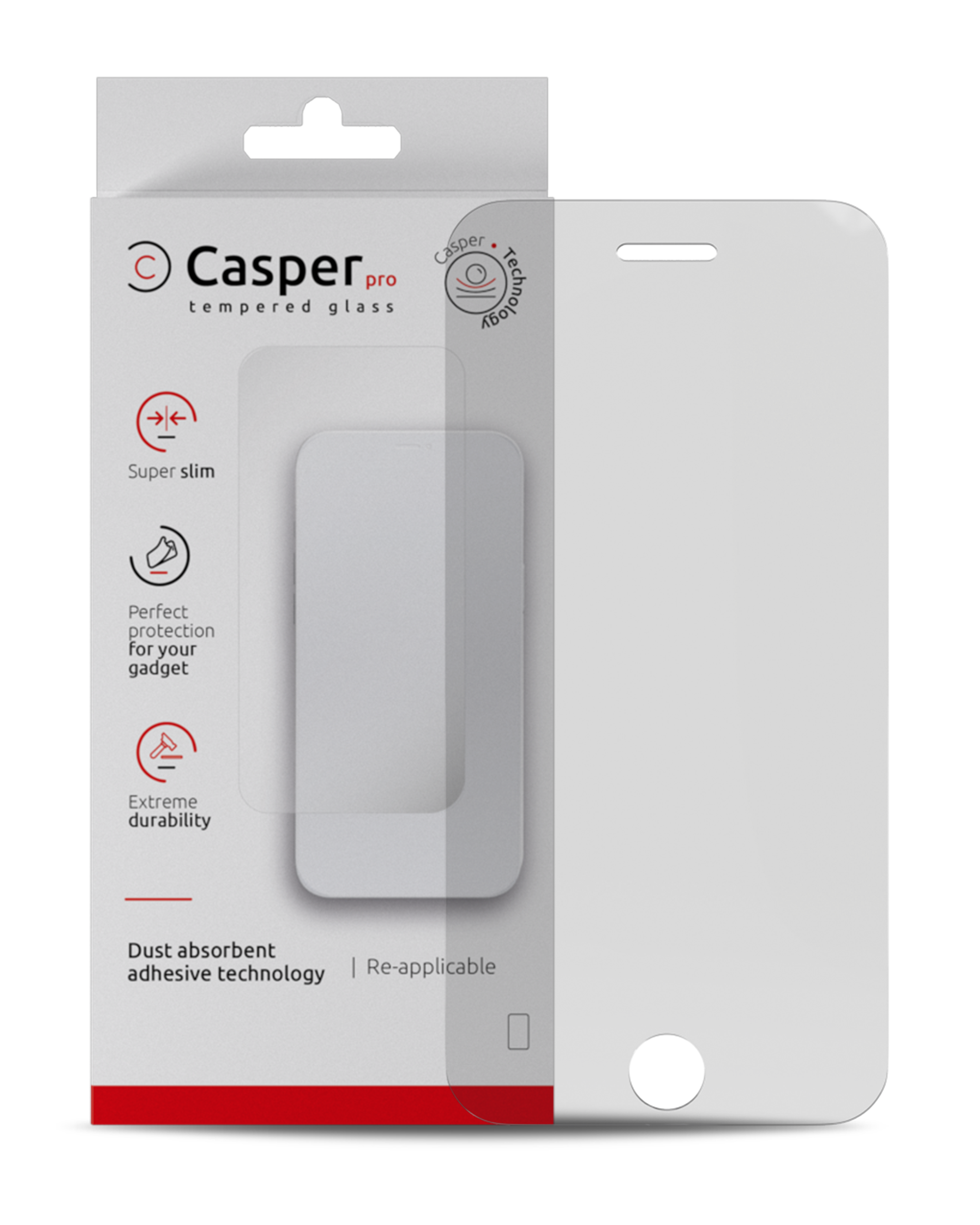 Casper Pro Tempered Glass For iPhone 5 / 5S / 5C / SE (2016) (Retail Pack) (Clear)