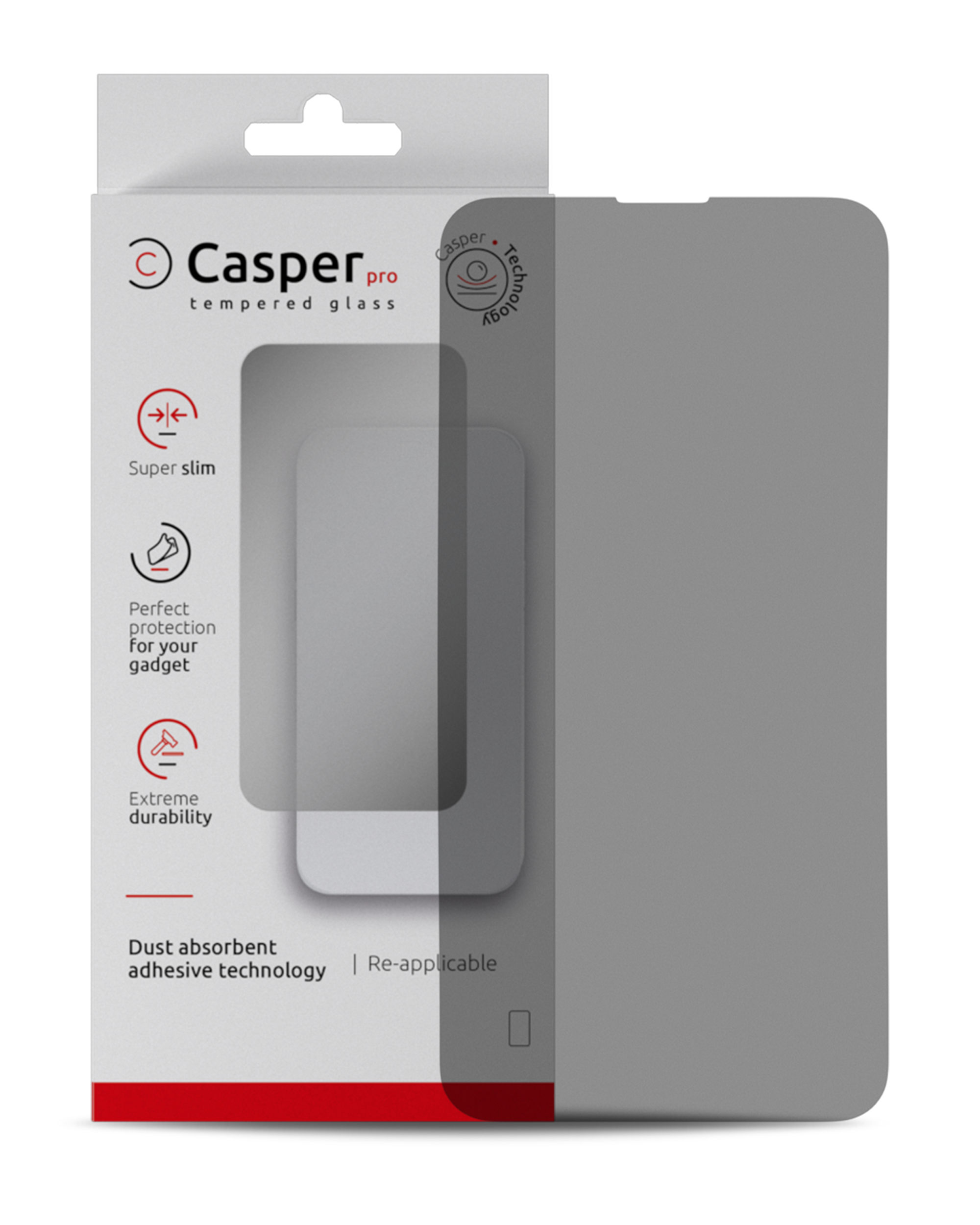 Casper Pro Tempered Glass For iPhone 15 / 16 (Retail Pack) (Privacy)