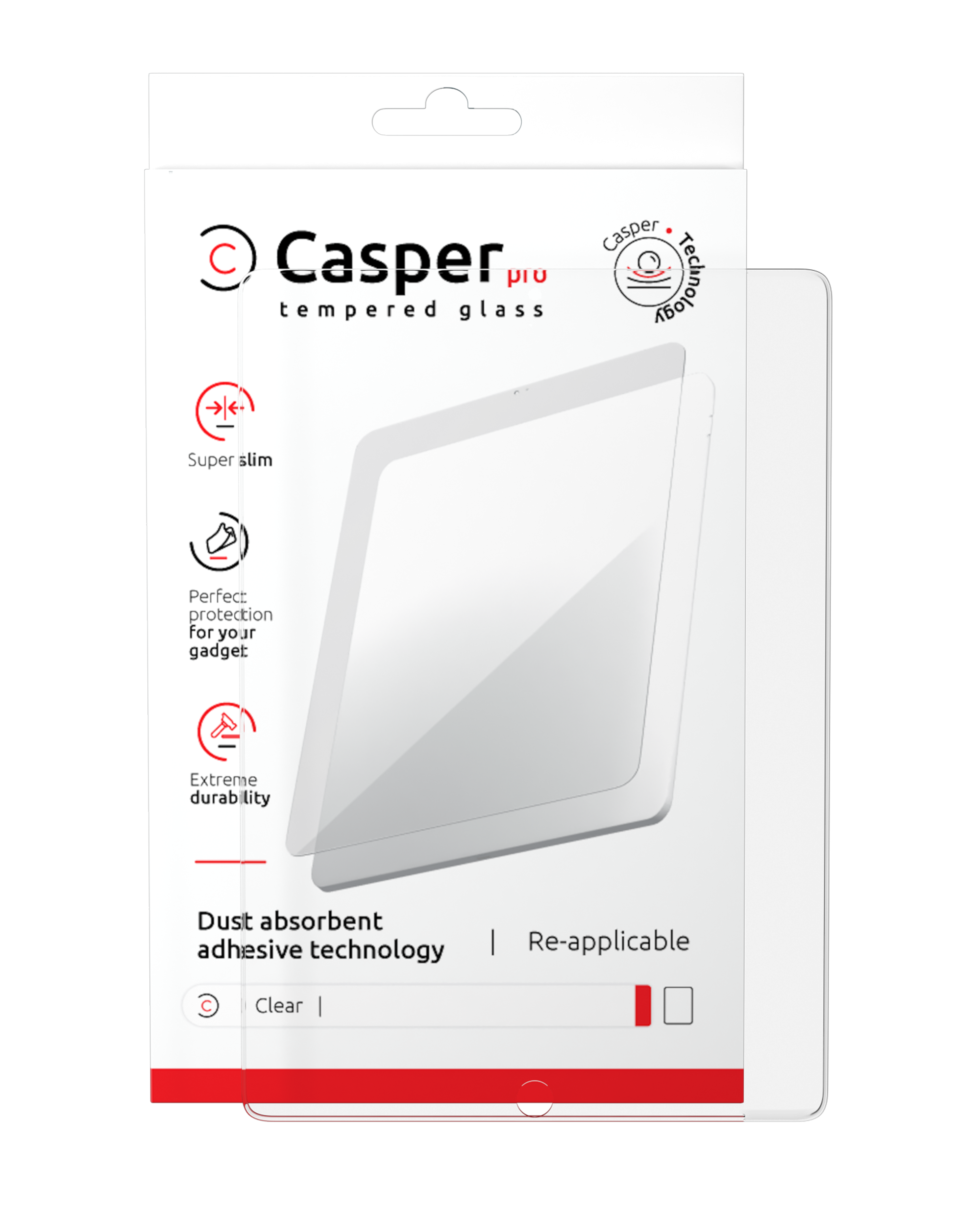 Casper Pro Tempered Glass For iPad 10 (2022) / iPad 11 (2025)  (Retail Pack) (Clear)
