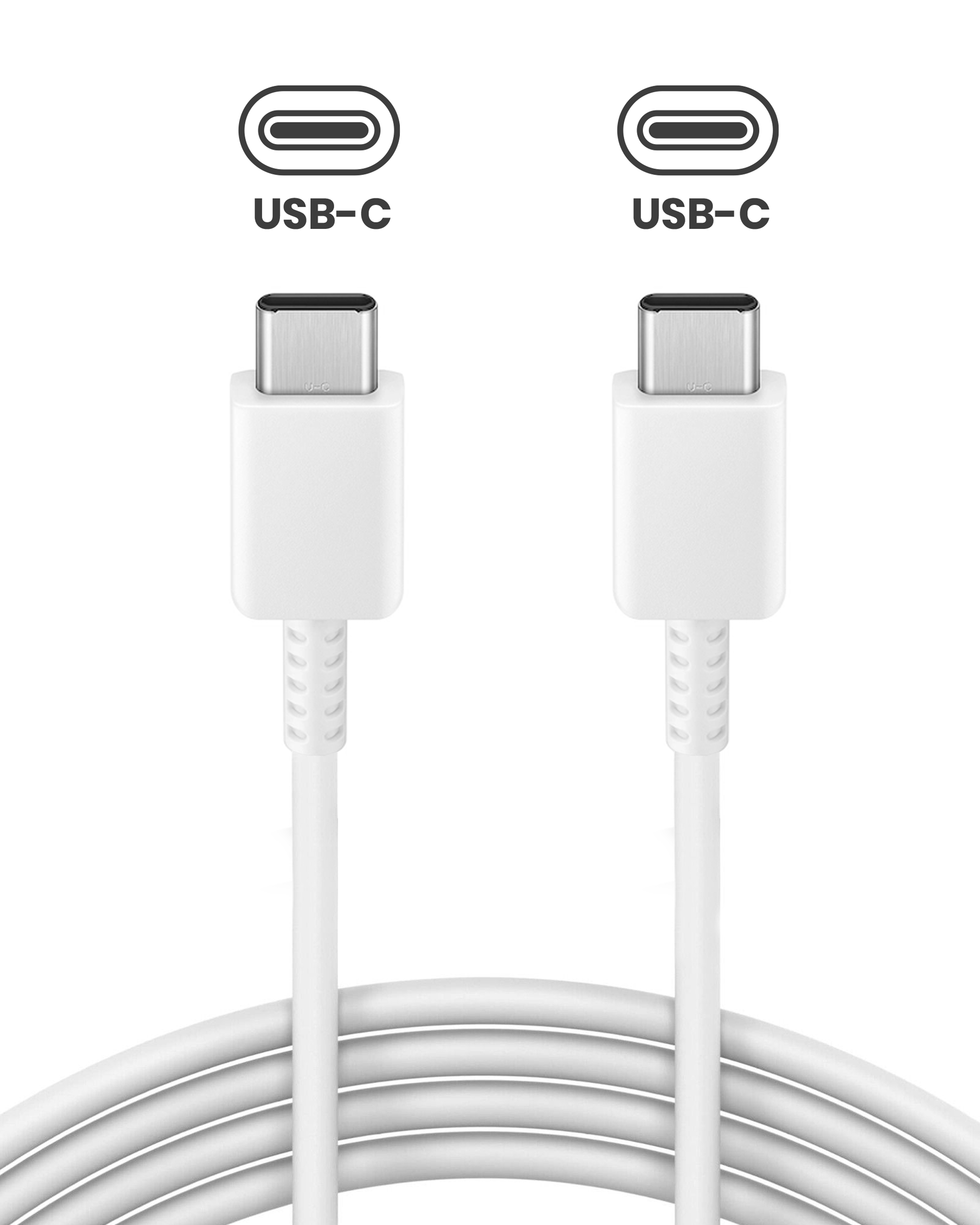 USB-C to C Cable For Samsung (1 m / 3 ft) (OEM Grade New) (Bulk Packaging) (10 Pack) (White)