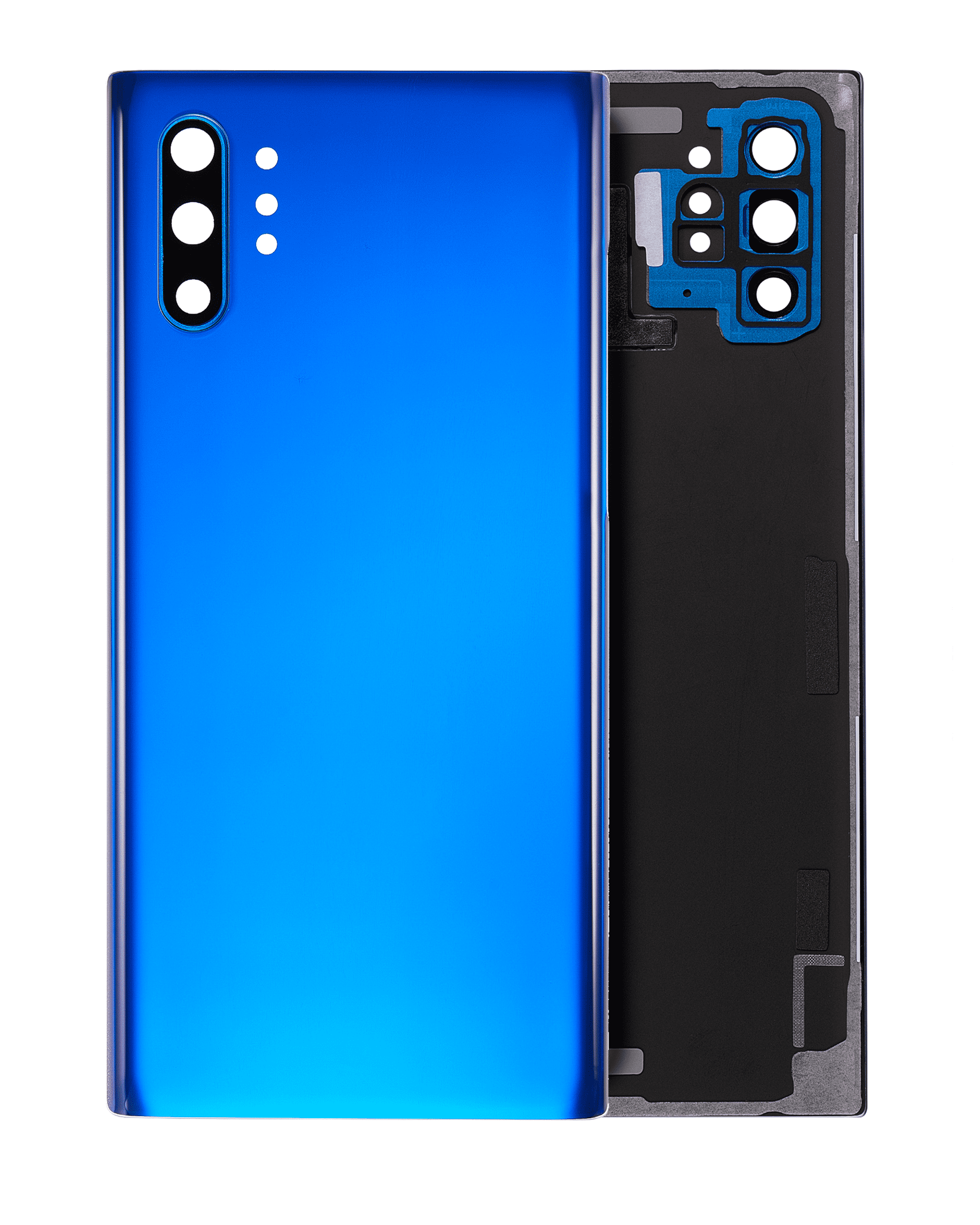 Back Cover Glass With Camera Lens For Samsung Galaxy Note 10 Plus / 5G (No Logo) (Aftermarket Plus) (Aura Blue)