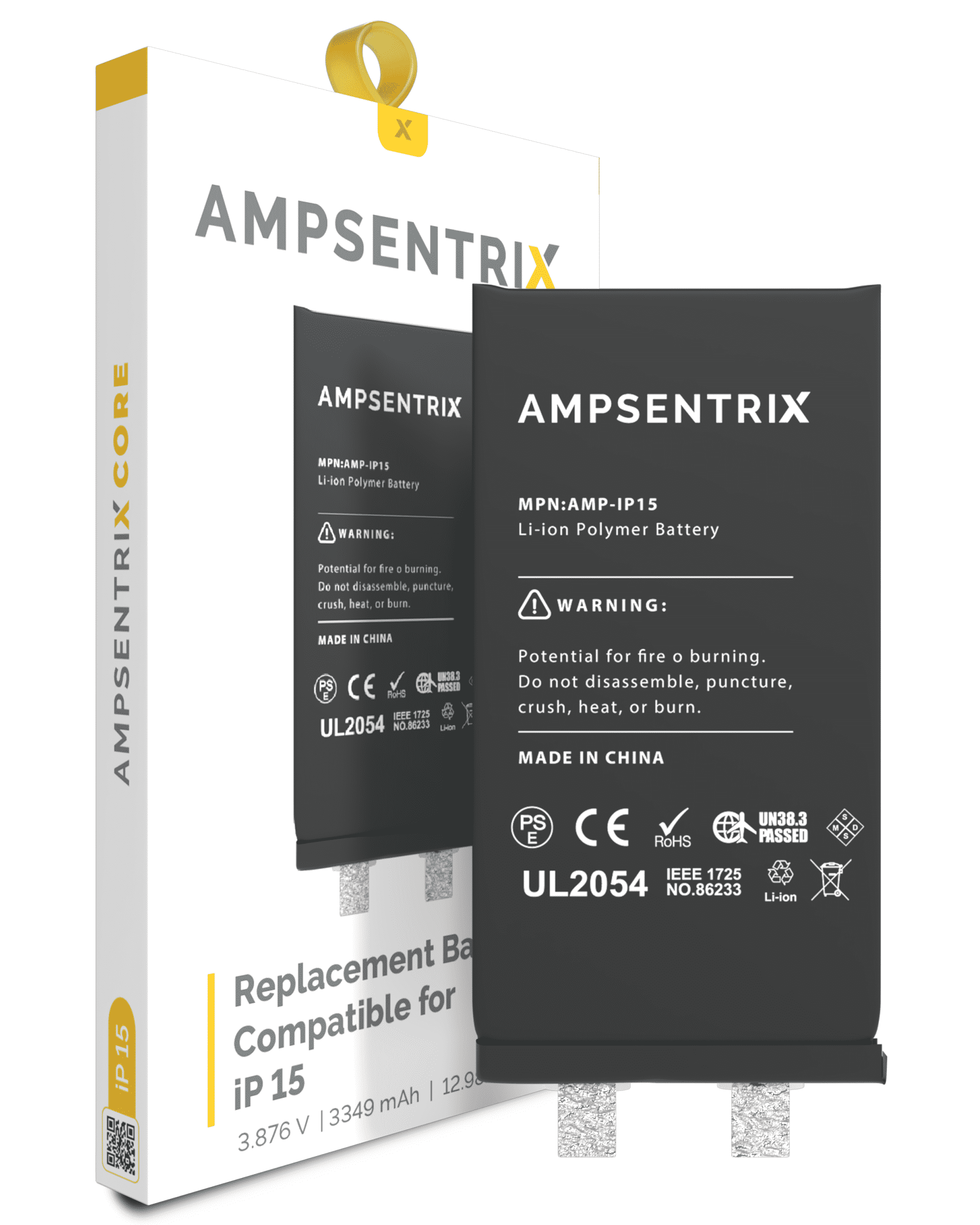 Replacement Battery Core For iPhone 15 (Spot Welding Required) (AmpSentrix Core)
