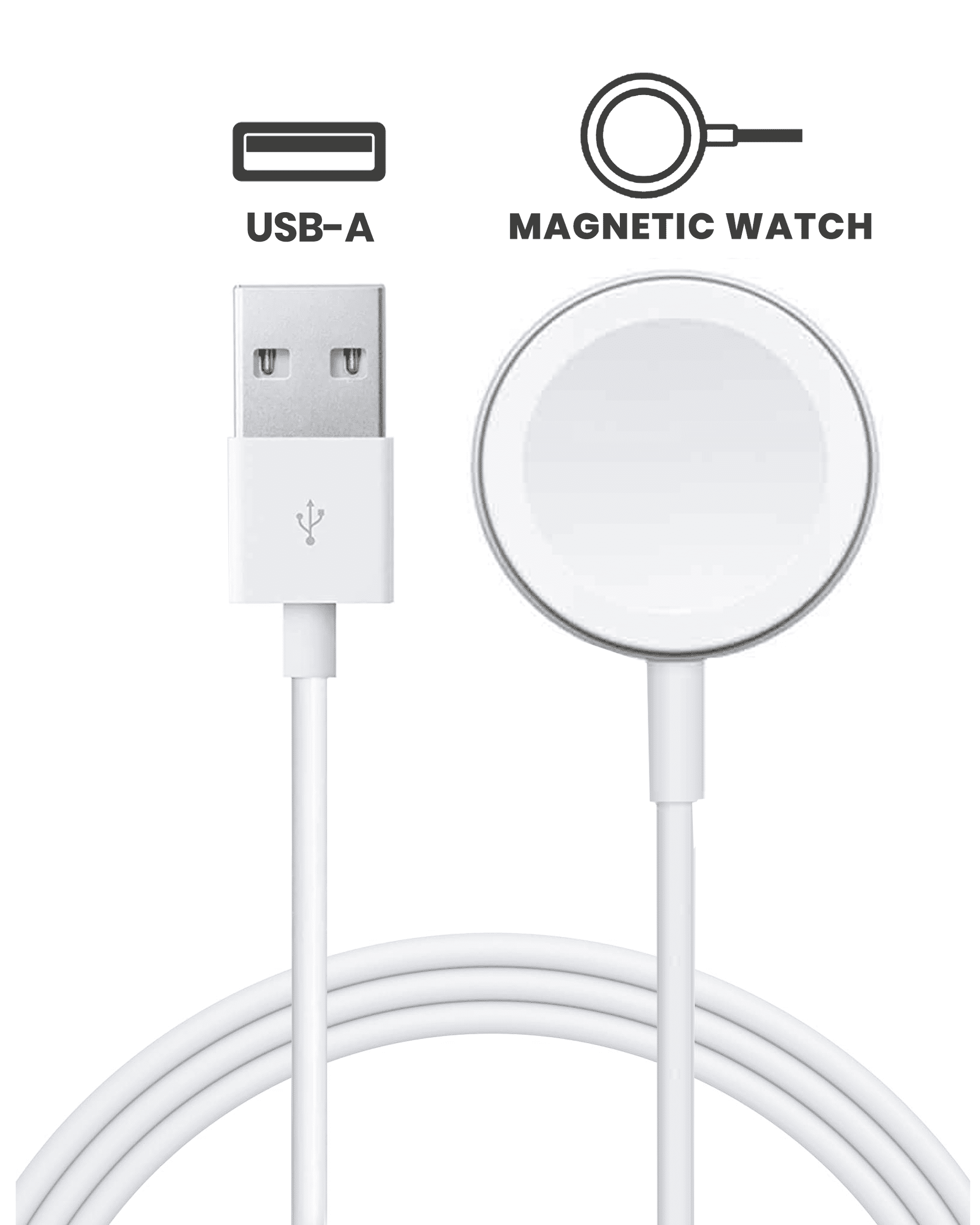USB-A Magnetic Watch Charging Cable For All Watch Series (1.8 m / 6 ft) (OEM Grade A) (Bulk Packaging)
