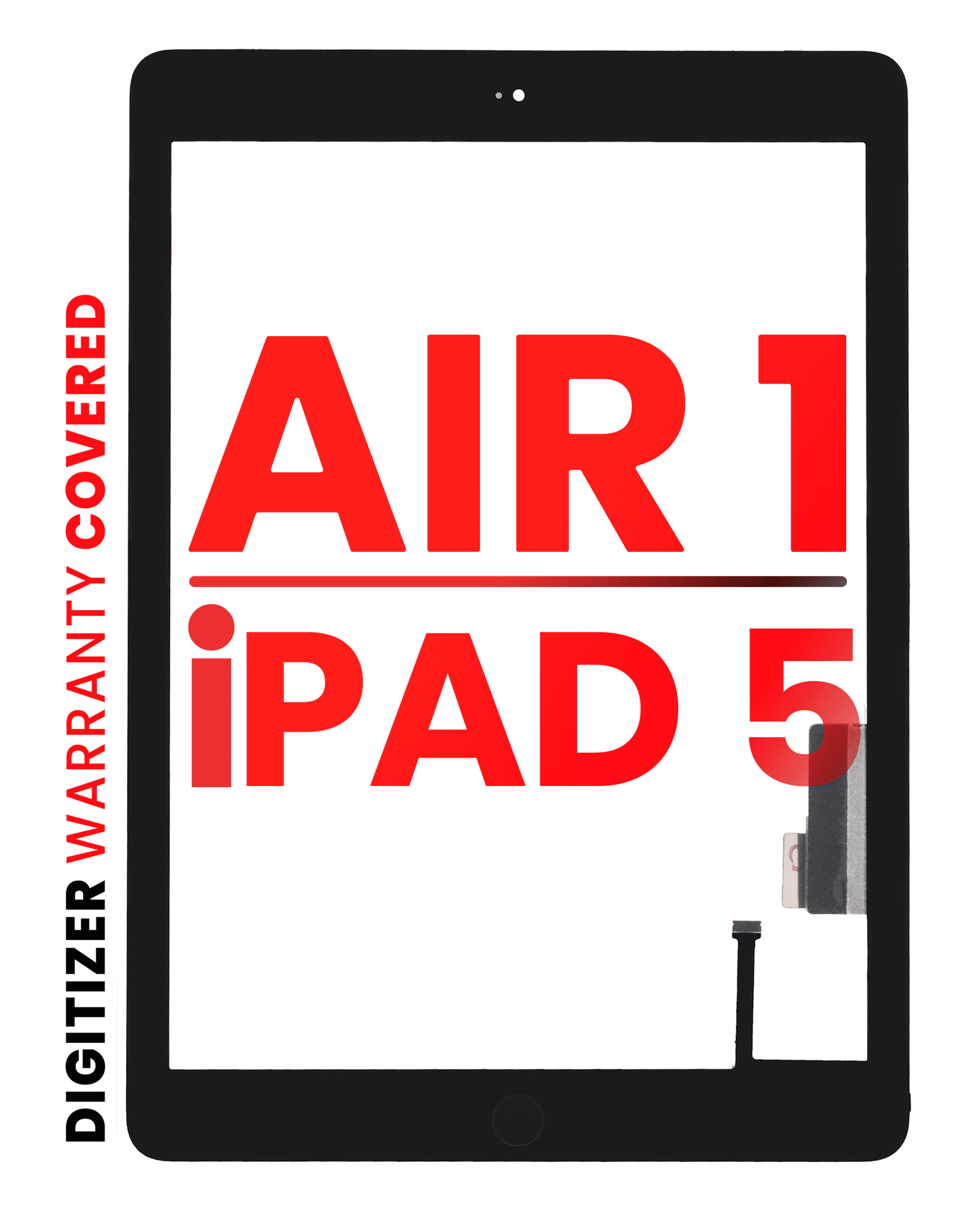 Digitizer For iPad Air 1 / iPad 5 (2017) (Home Button Pre-Installed For iPad Air 1) (Aftermarket Pro: XO7) (Black)