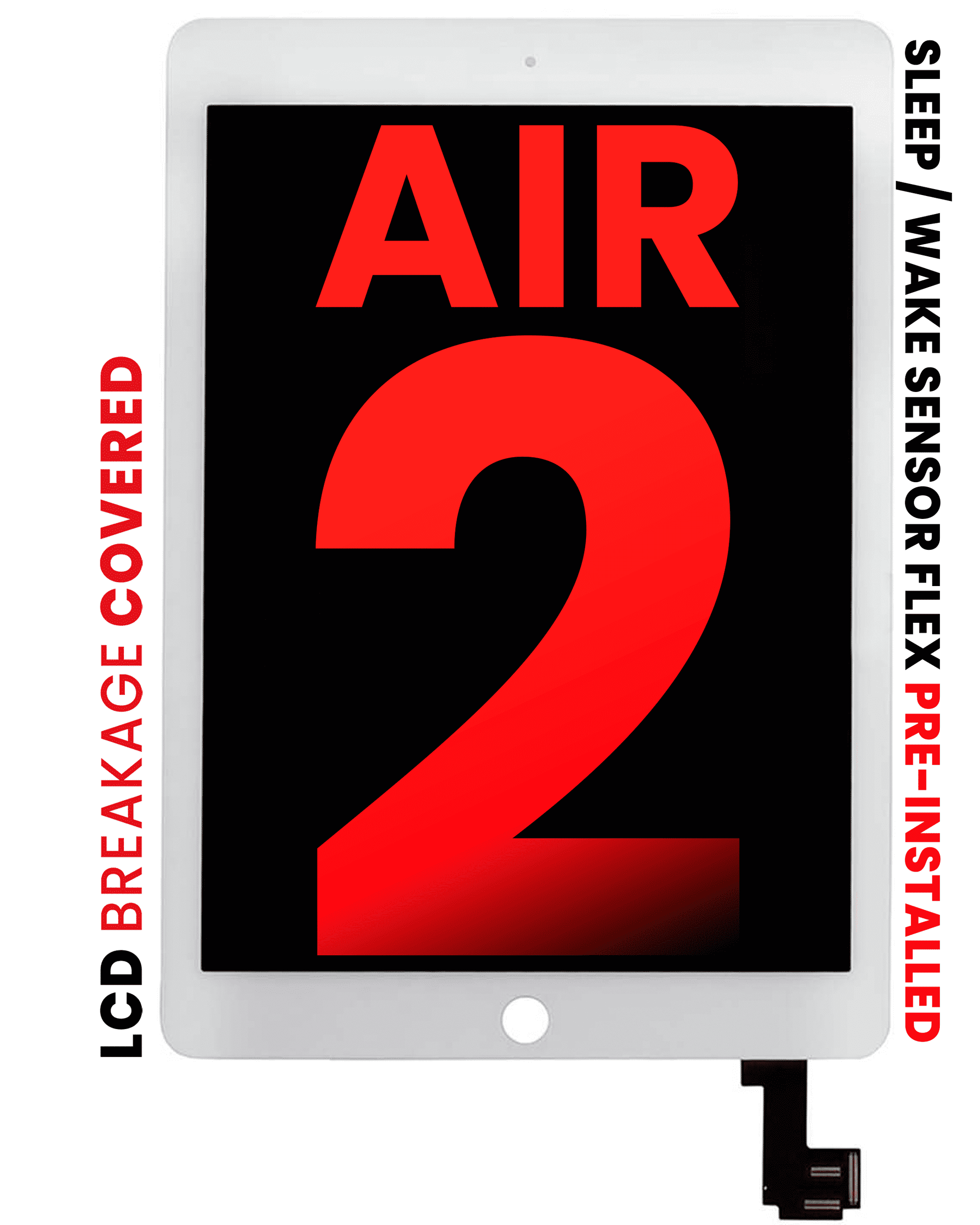 LCD Assembly With Digitizer For iPad Air 2 (Sleep / Wake Sensor Flex Pre-Installed) (Aftermarket Pro: XO7-2) (White)