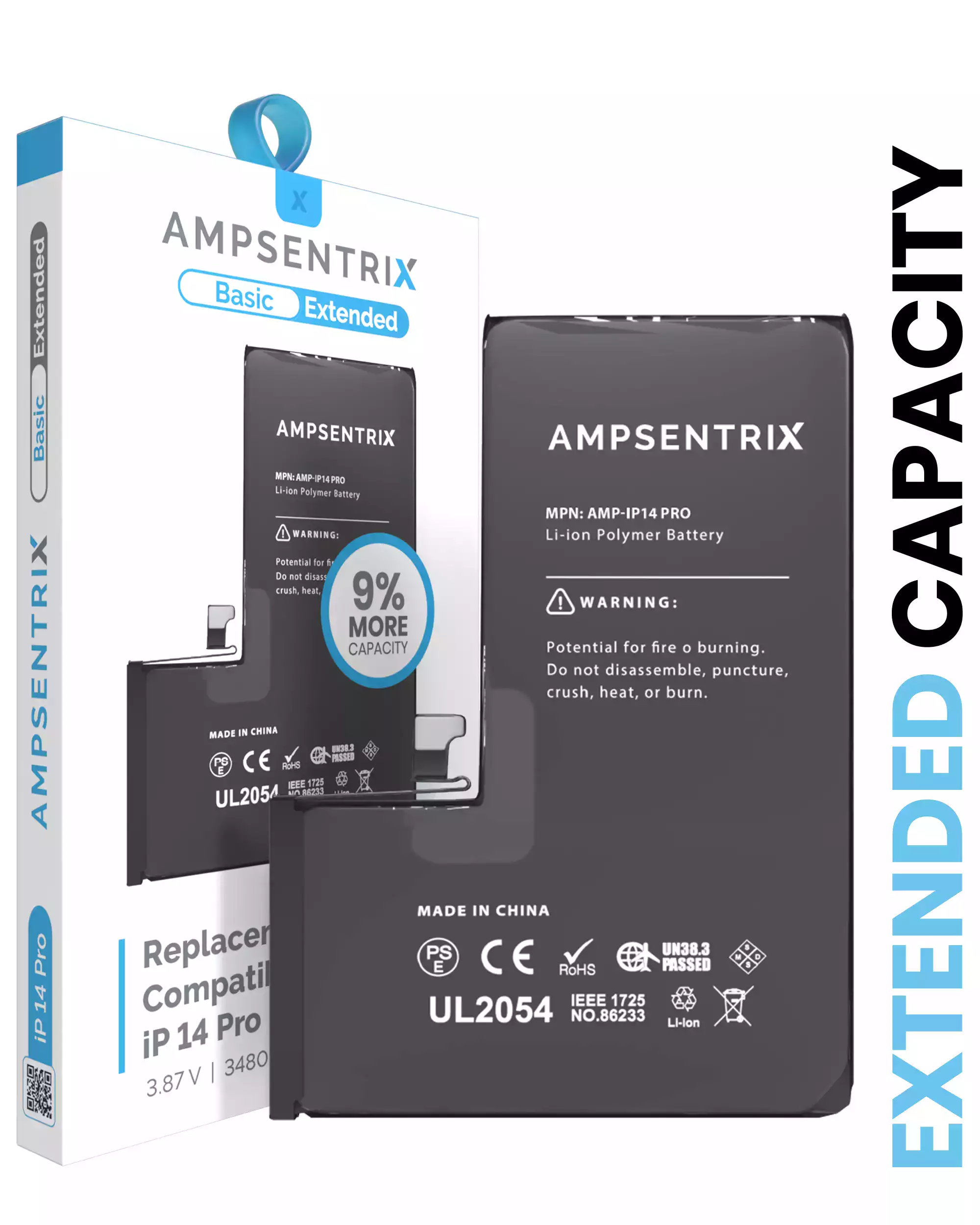 Replacement Battery For iPhone 14 Pro (AmpSentrix Basic Extended)