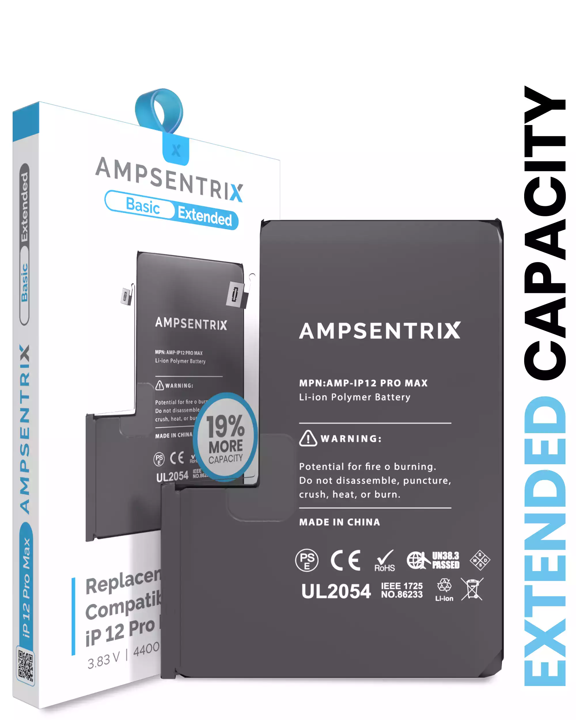 Replacement Battery For iPhone 12 Pro Max (AmpSentrix Basic Extended)