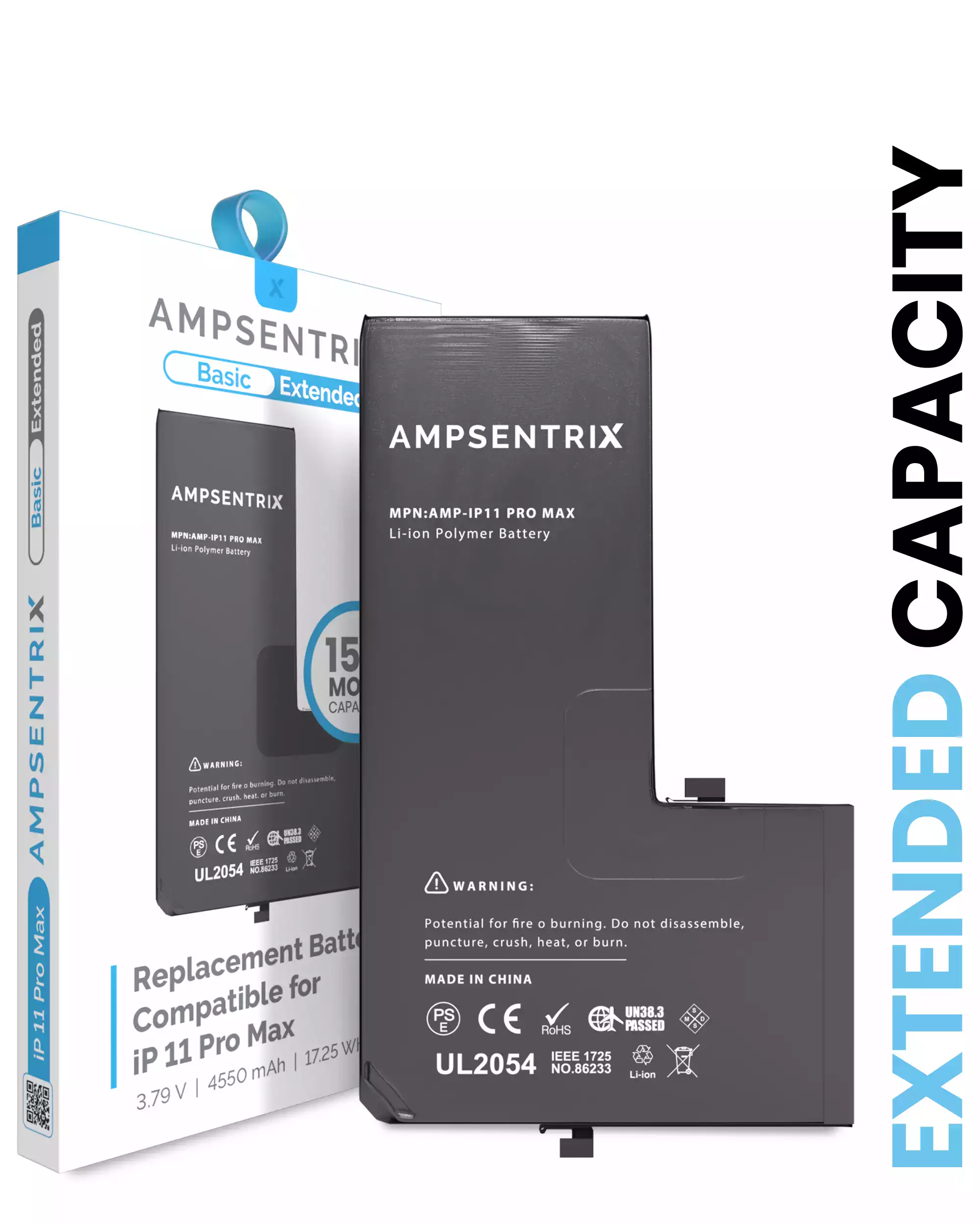 Replacement Battery For iPhone 11 Pro Max (AmpSentrix Basic Extended)