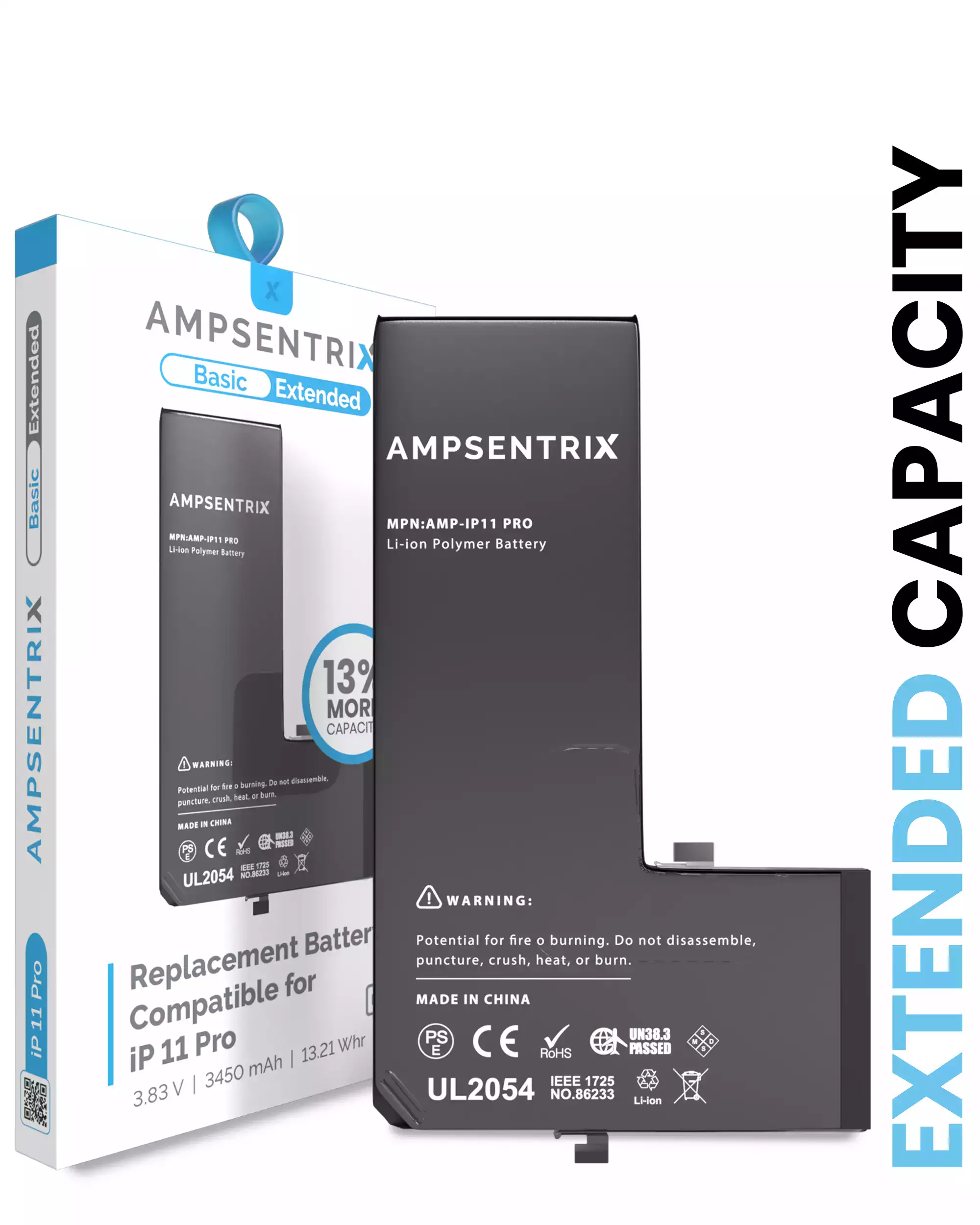 Replacement Battery For iPhone 11 Pro (AmpSentrix Basic Extended)