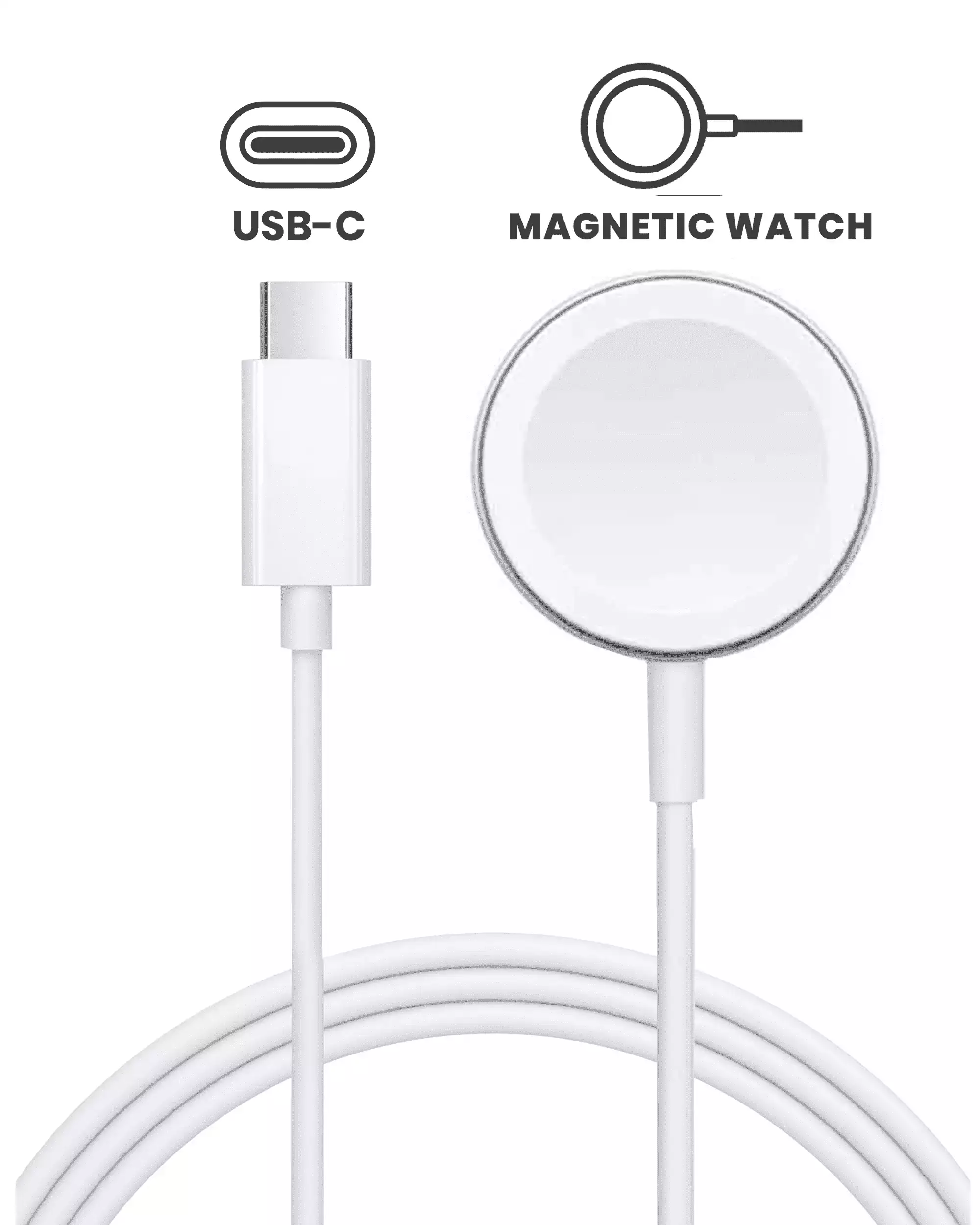 USB-C Magnetic Watch Charging Cable For All Watch Series (1 m / 3.3 ft) (OEM Grade New) (Bulk Packaging)