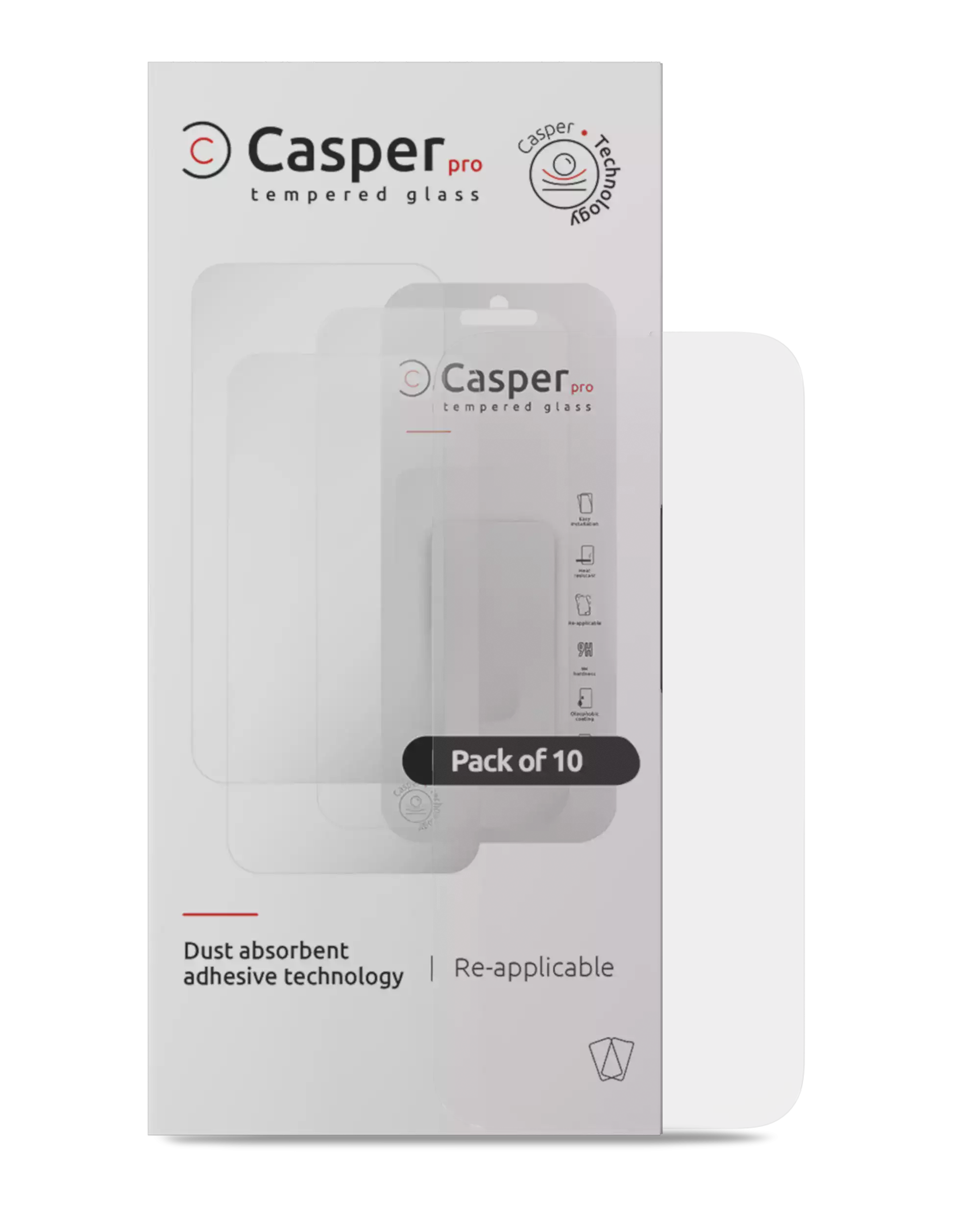 Casper Pro Tempered Glass For iPhone 16 Pro / 17 / 17 Pro (10 Pack) (Clear)