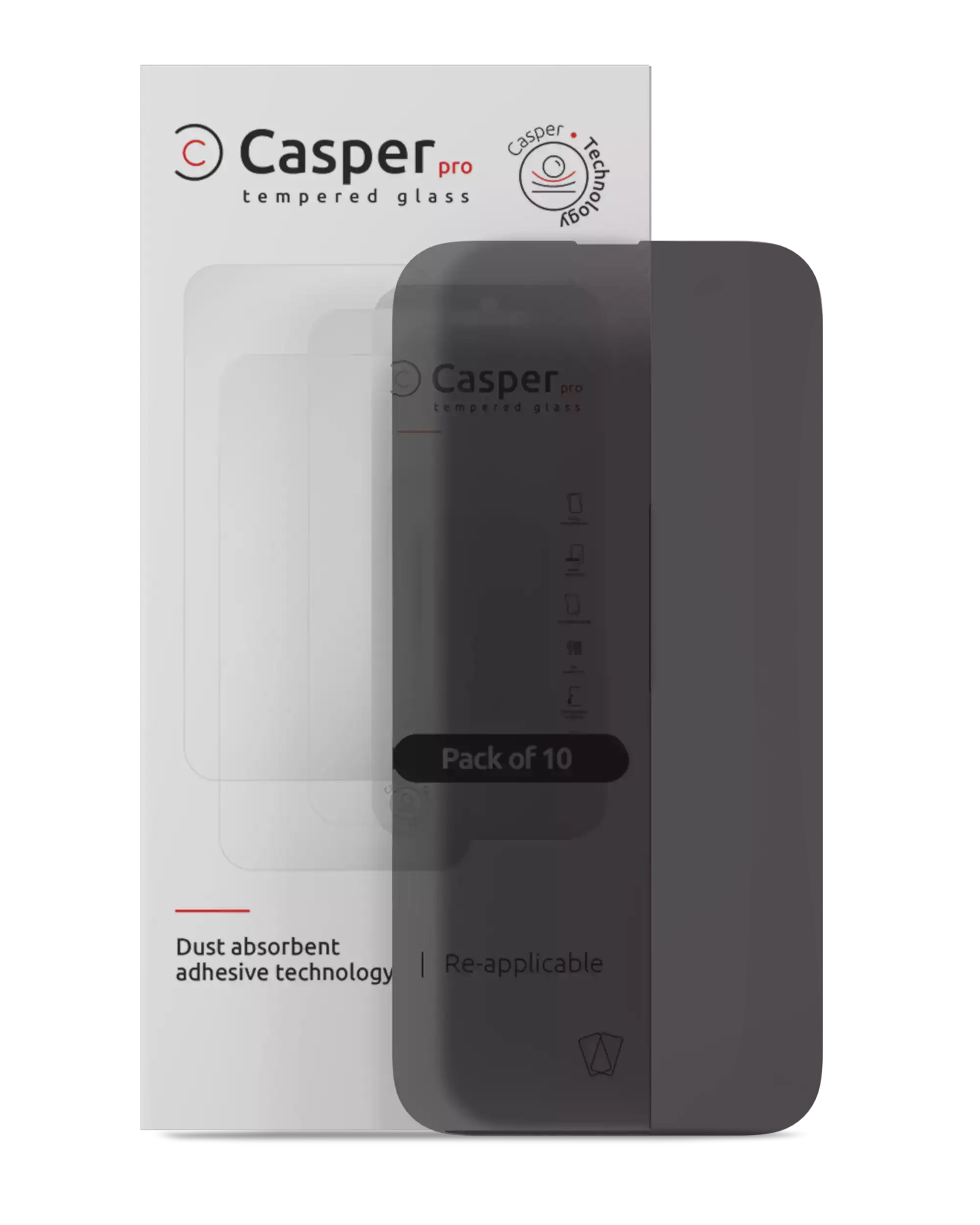 Casper Pro Tempered Glass For iPhone 16 Pro Max / 17 Pro Max (10 Pack) (Privacy)
