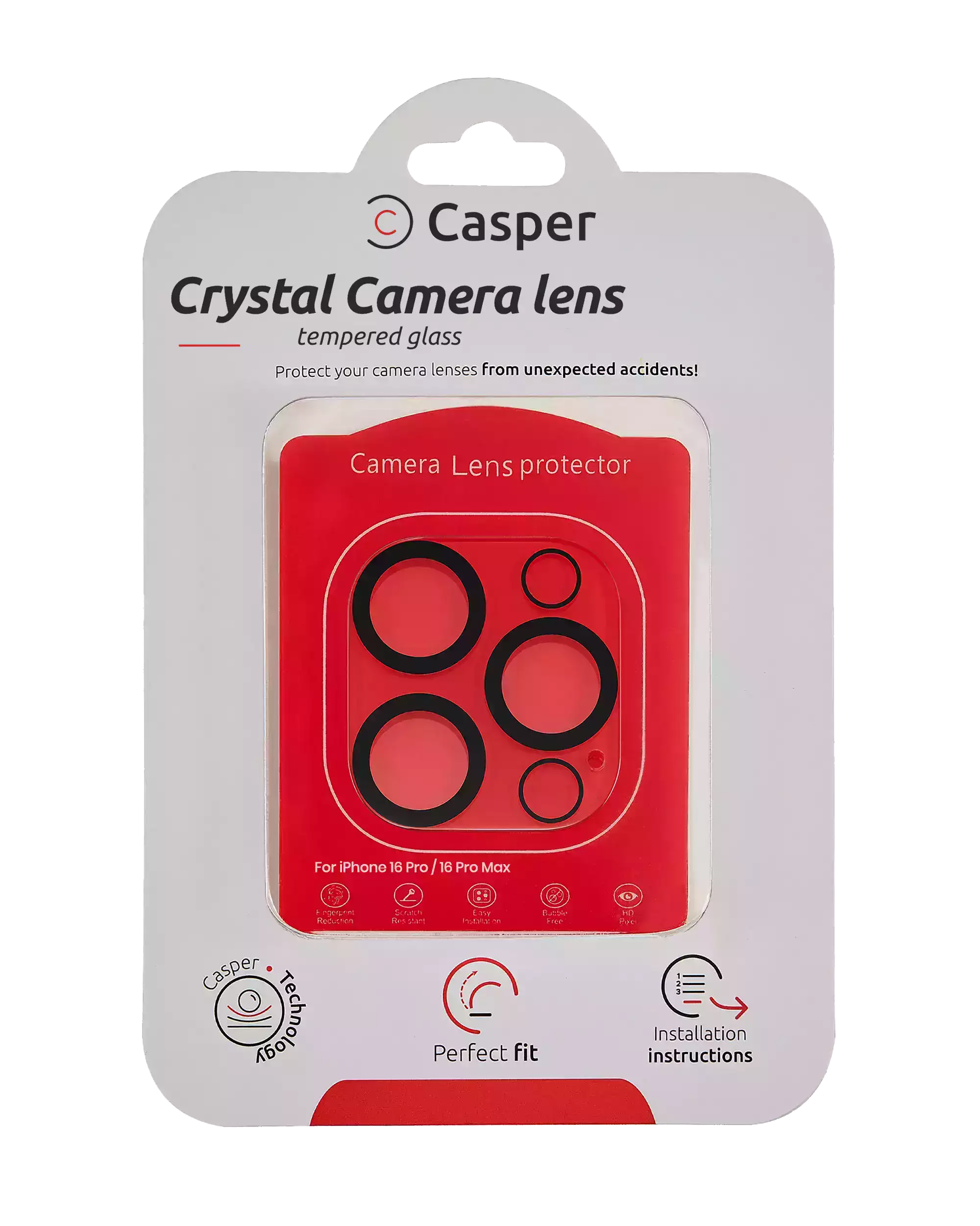 Casper Camera Lens Protector For iPhone 16 Pro / 16 Pro Max (Crystal Full Cover)