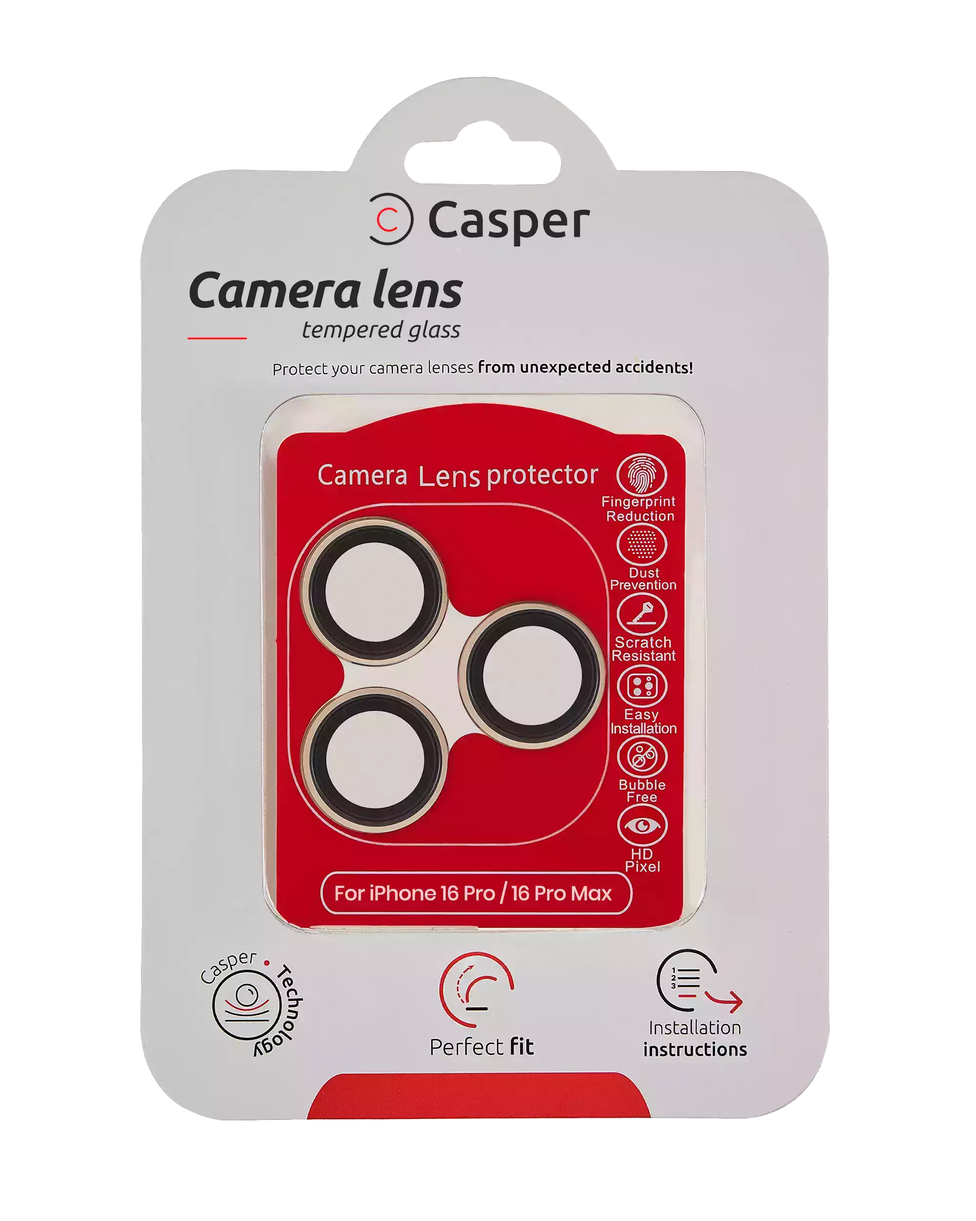 Casper Camera Lens Protector For iPhone 16 Pro / 16 Pro Max (Desert Titanium) (Clear)