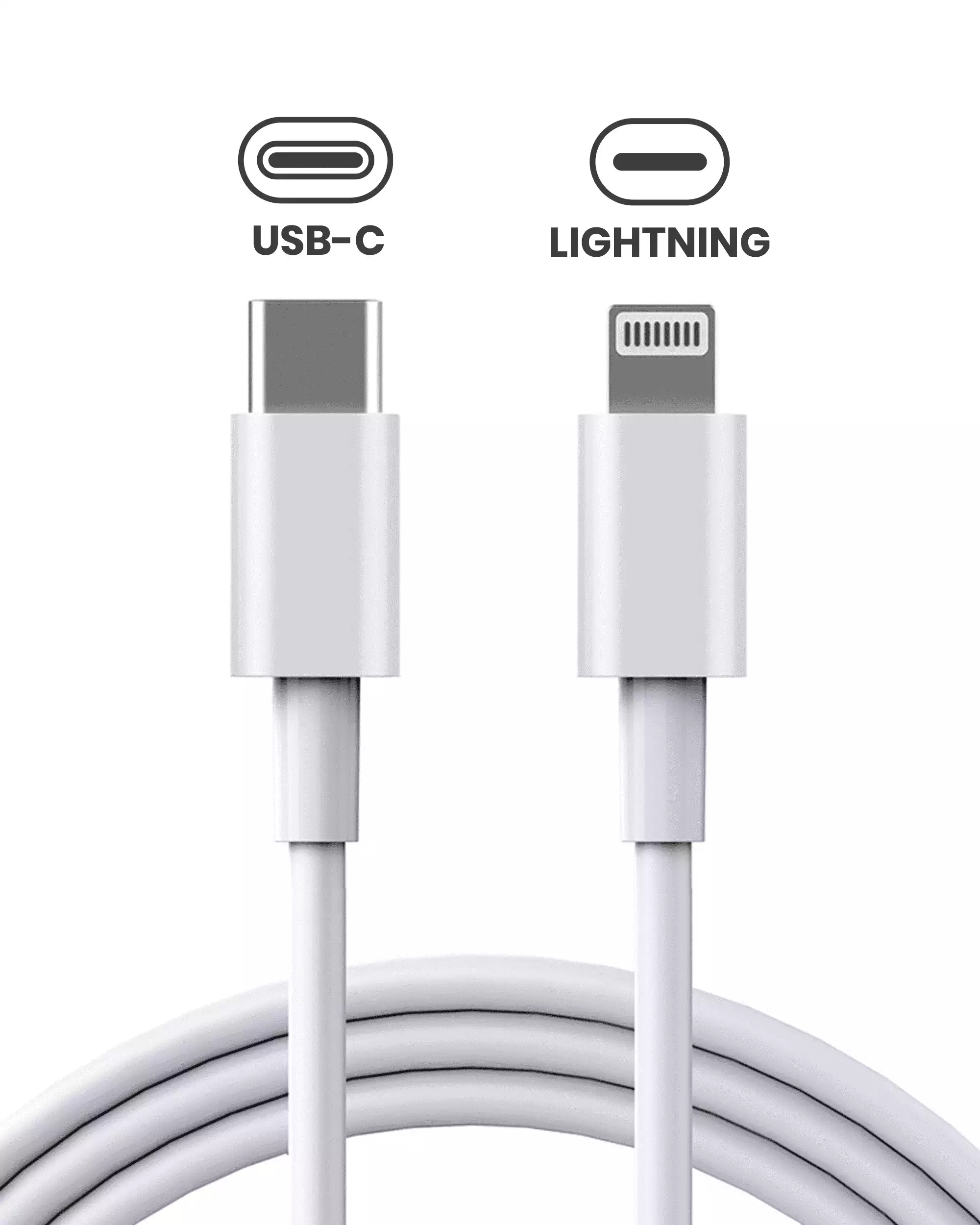 USB-C to Lightning Cable For iPhone / iPad (1 m / 3 ft) (OEM Grade New) (Bulk Packaging) (10 Pack)