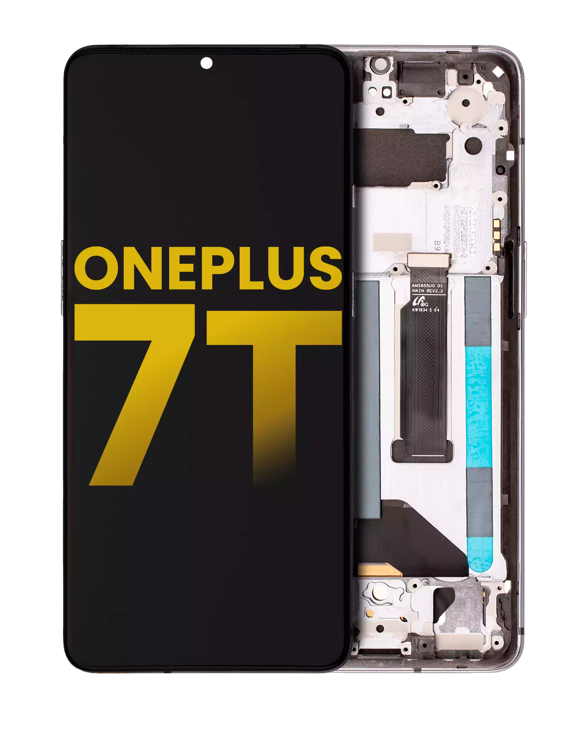 OLED Assembly With Frame For OnePlus 7T (Refurbished) (Frosted Silver)