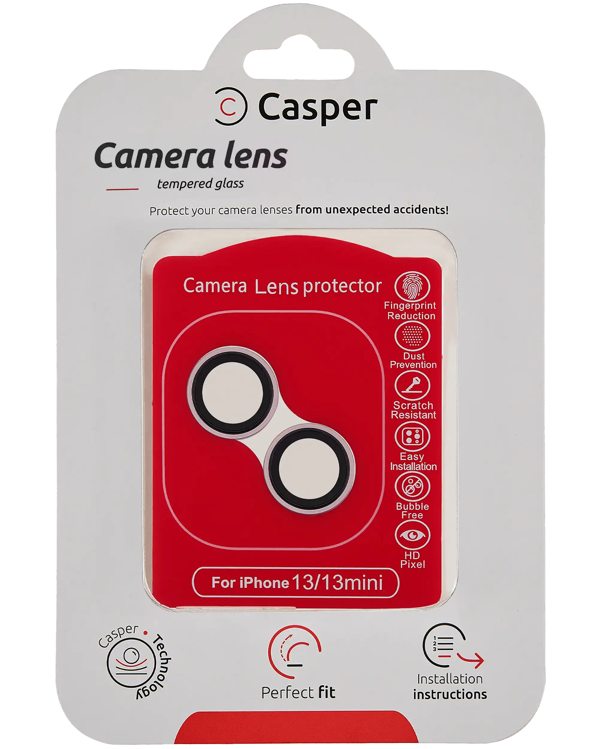 Casper Camera Lens Protector For iPhone 13 / 13 Mini (Pink) (Clear)