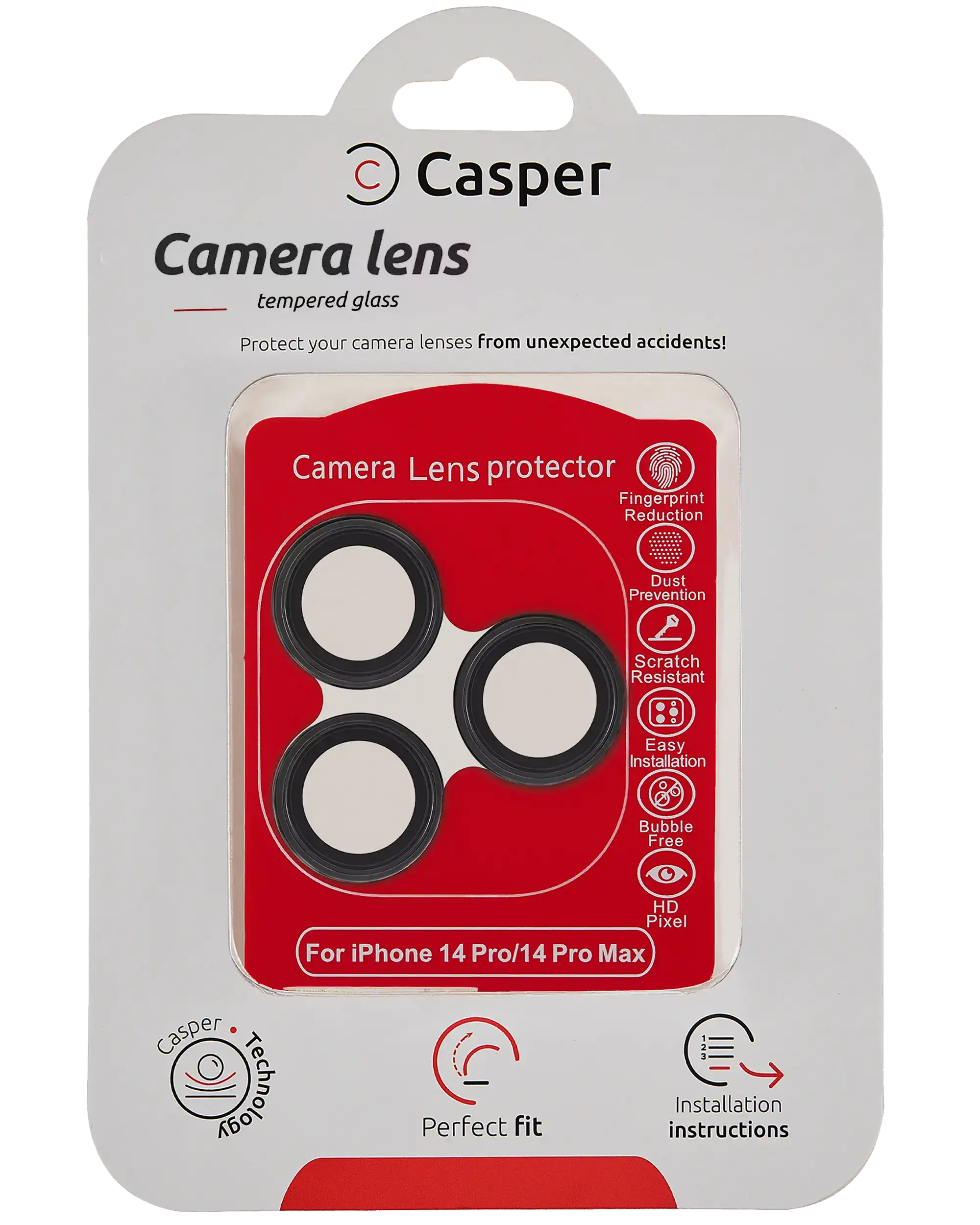 Casper Camera Lens Protector For iPhone 14 Pro / 14 Pro Max (Black) (Clear)