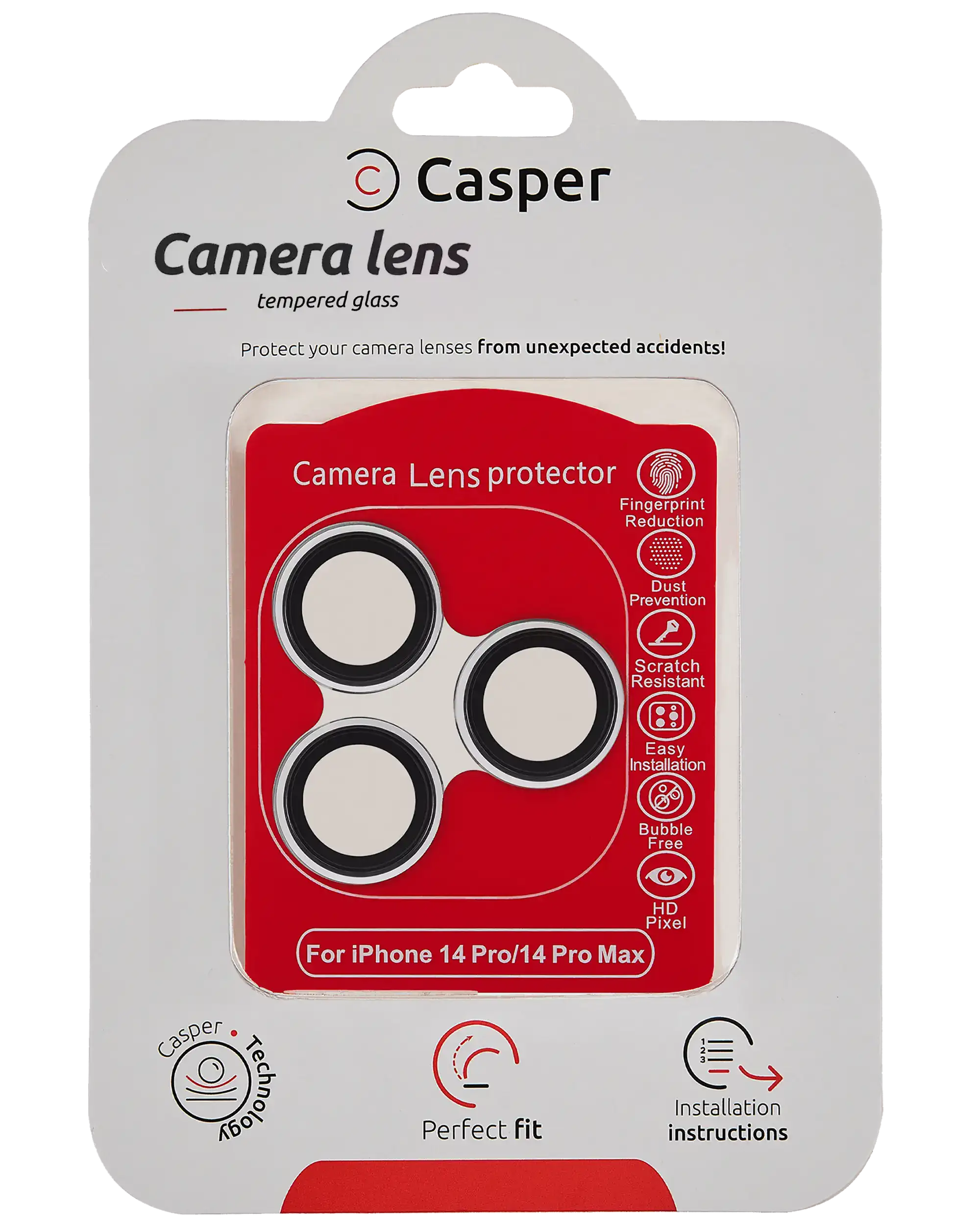 Casper Camera Lens Protector For iPhone 14 Pro / 14 Pro Max (Silver) (Clear)